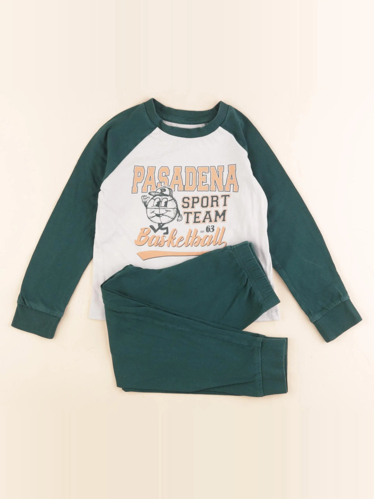 Vertbaudet - pyjama coton blanc, vert - 4 ans