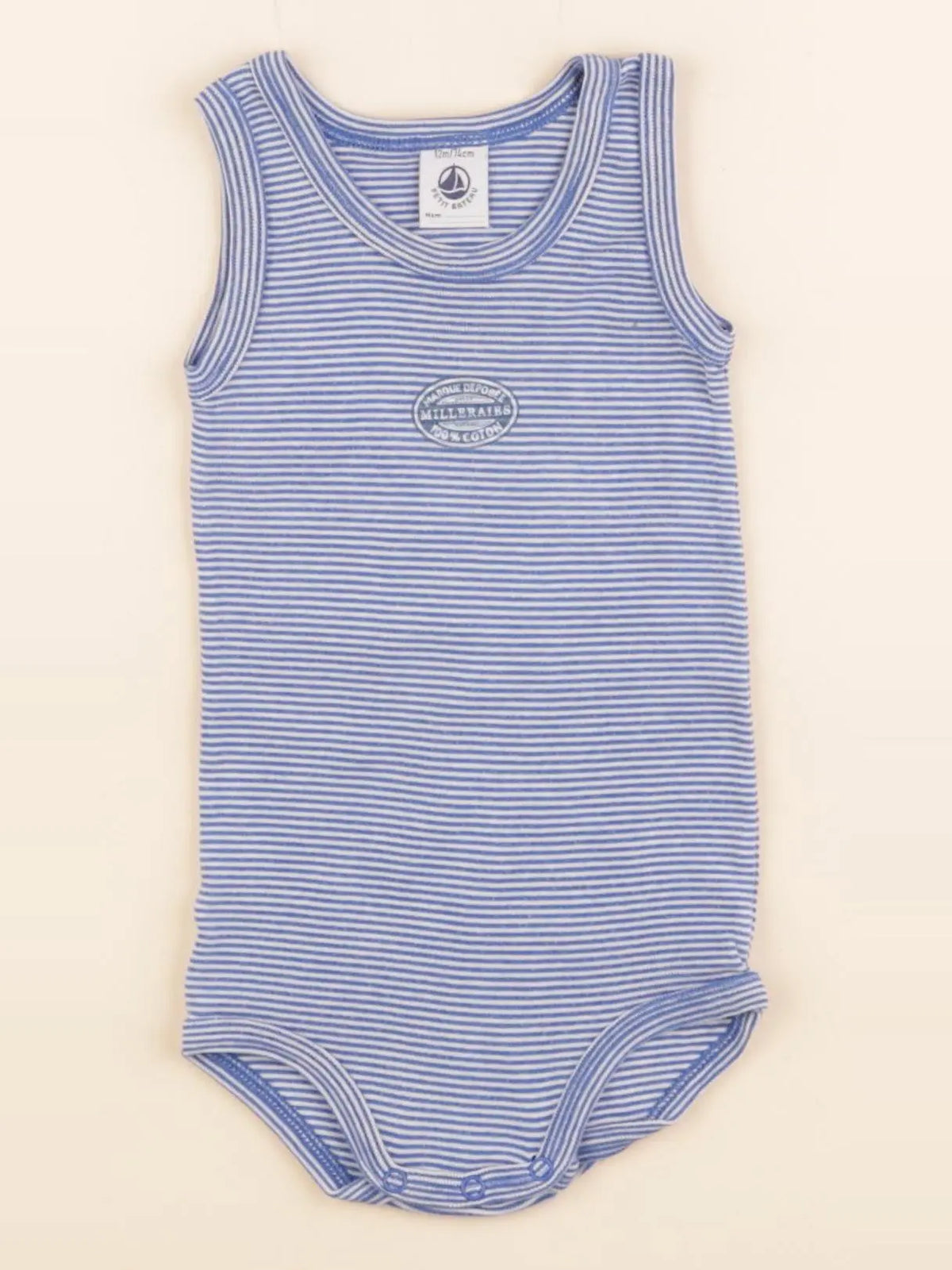 Petit Bateau - body bleu - 12 mois