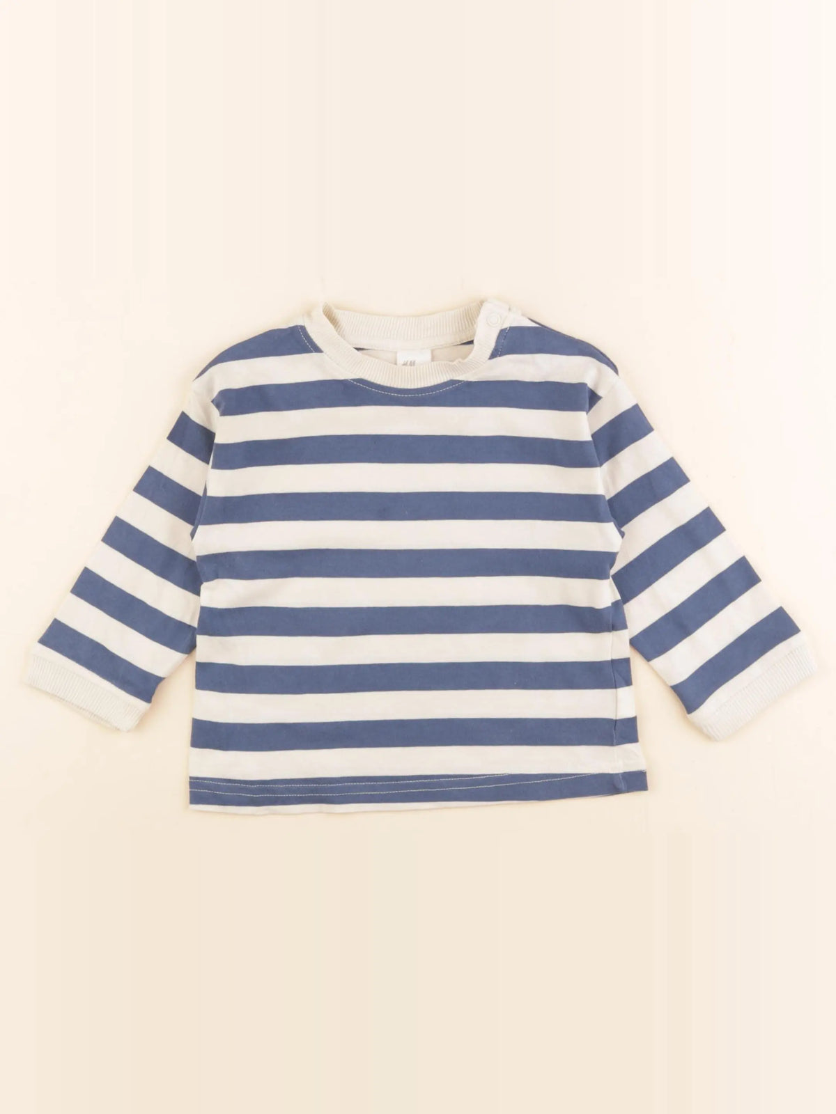 H&M - tee-shirt beige, bleu - 9/12 mois