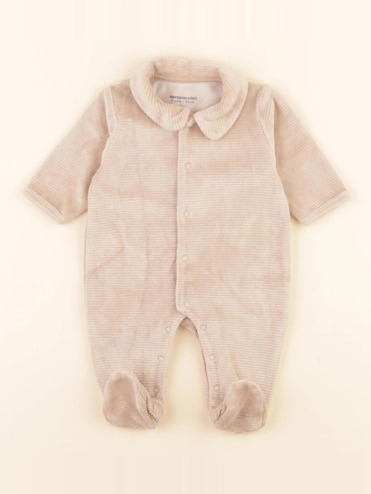 Vertbaudet - pyjama velours beige - 1 mois
