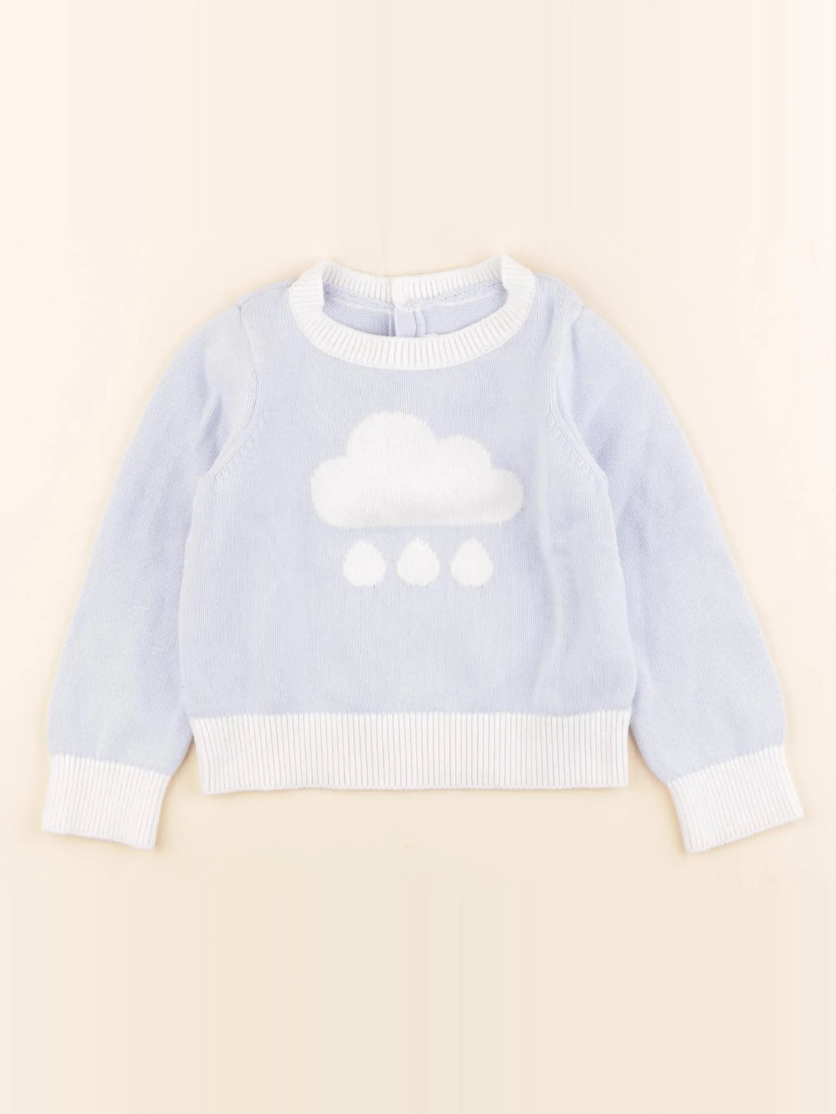 Jacadi - pull blanc, bleu - 3 ans