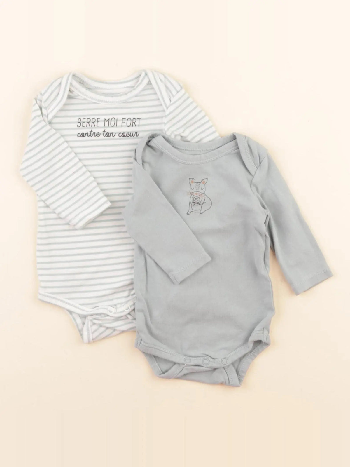 Tape à l'oeil - lot de 2 bodies en coton blanc, bleu - 1 mois