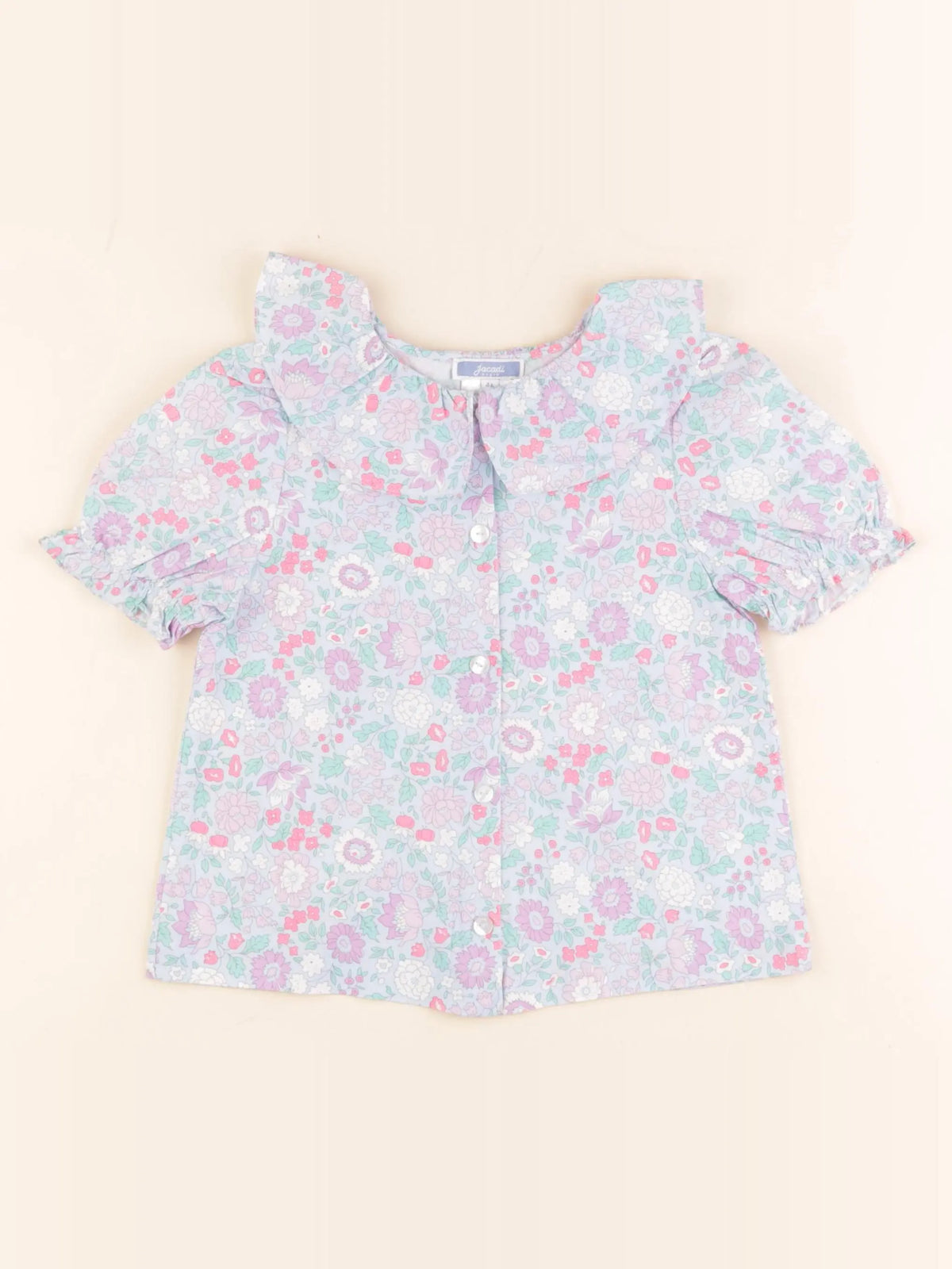 Jacadi - blouse liberty bleu, rose - 4 ans