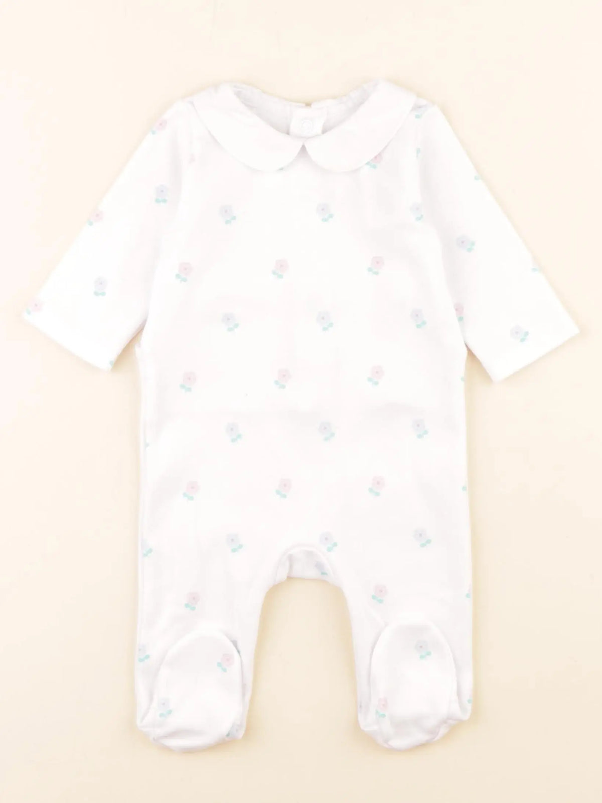 Jacadi - pyjama coton blanc, rose - 3 mois