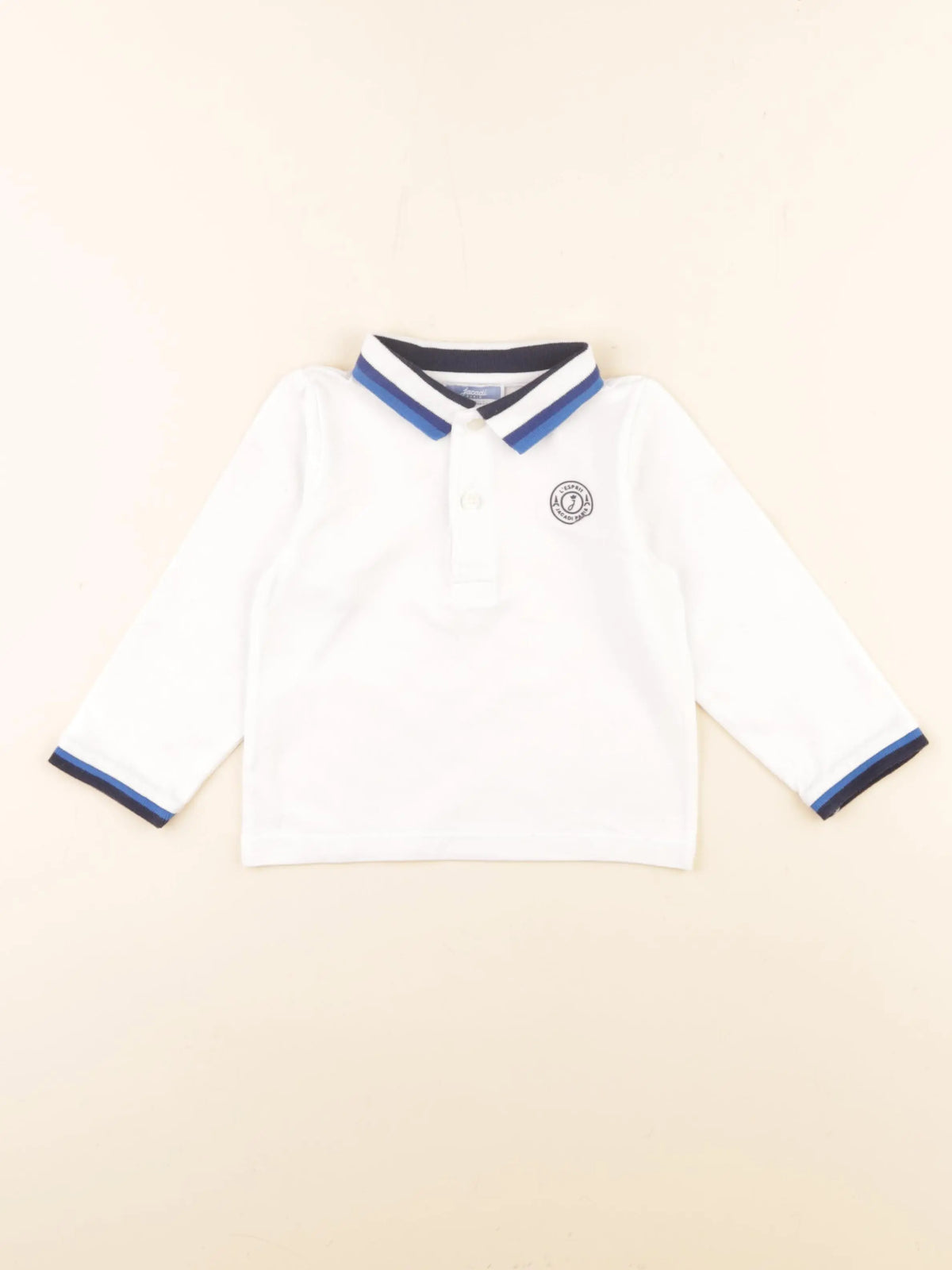 Jacadi - polo blanc, bleu - 24 mois