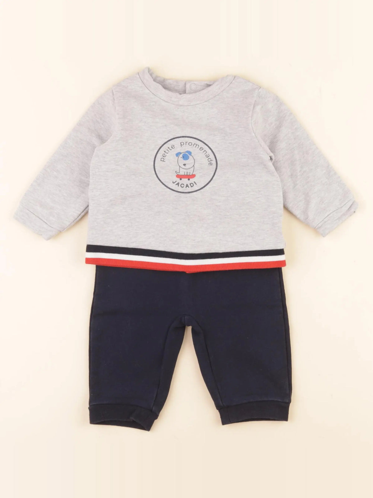 Jacadi - ensemble gris, bleu - 6 mois