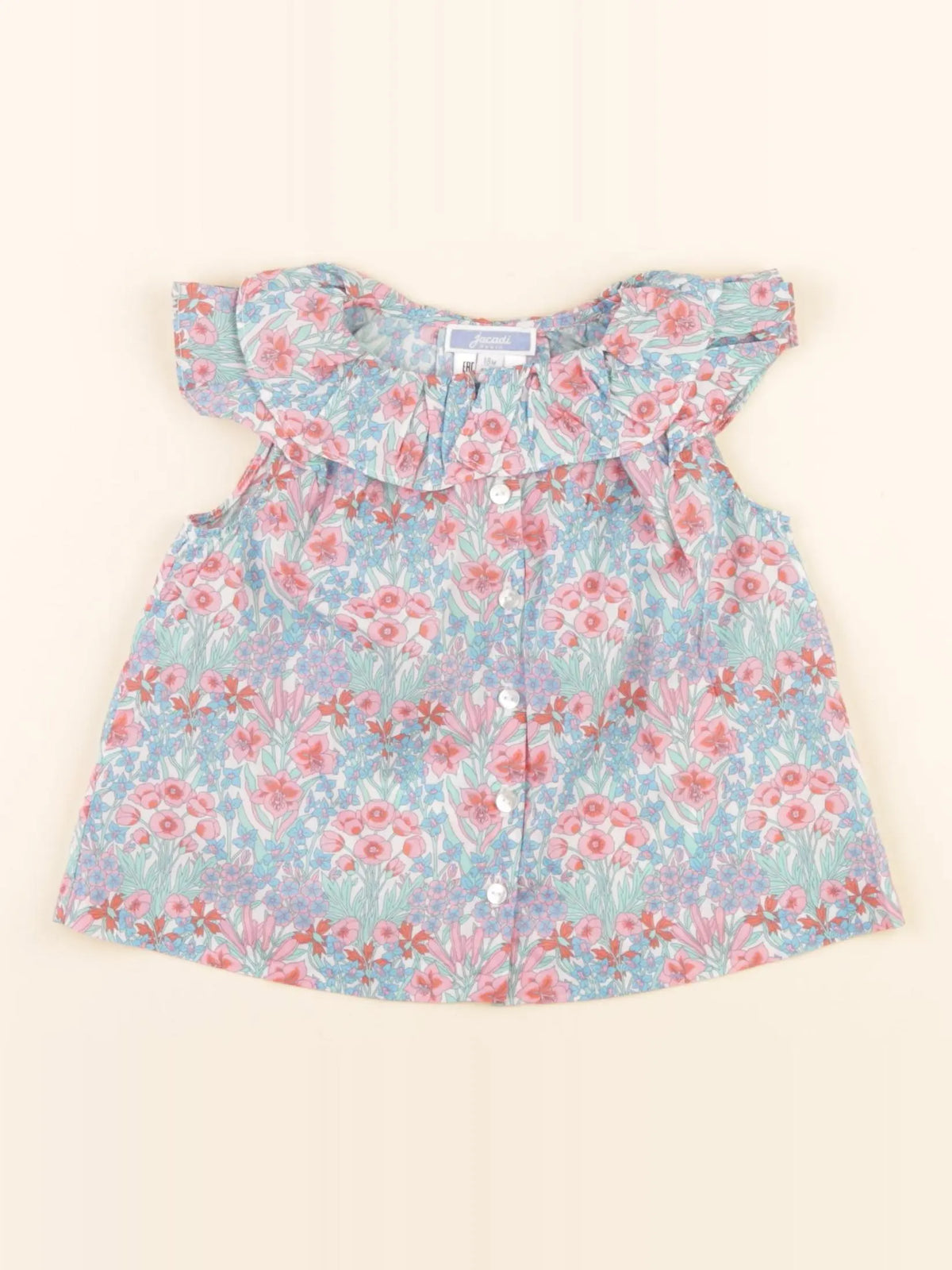 Jacadi - blouse liberty bleu, rose - 18 mois