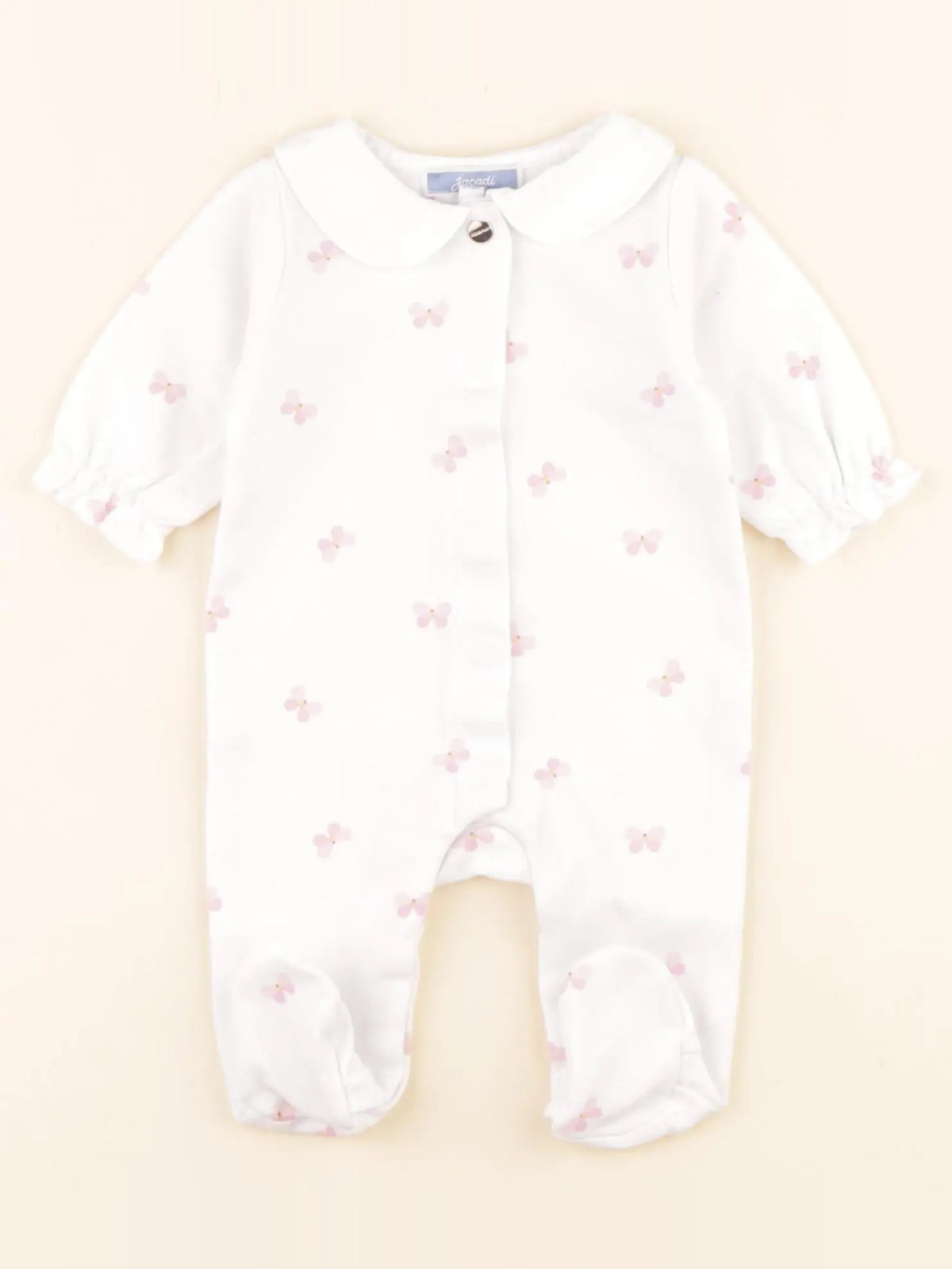 Jacadi - pyjama coton blanc, rose - 1 mois