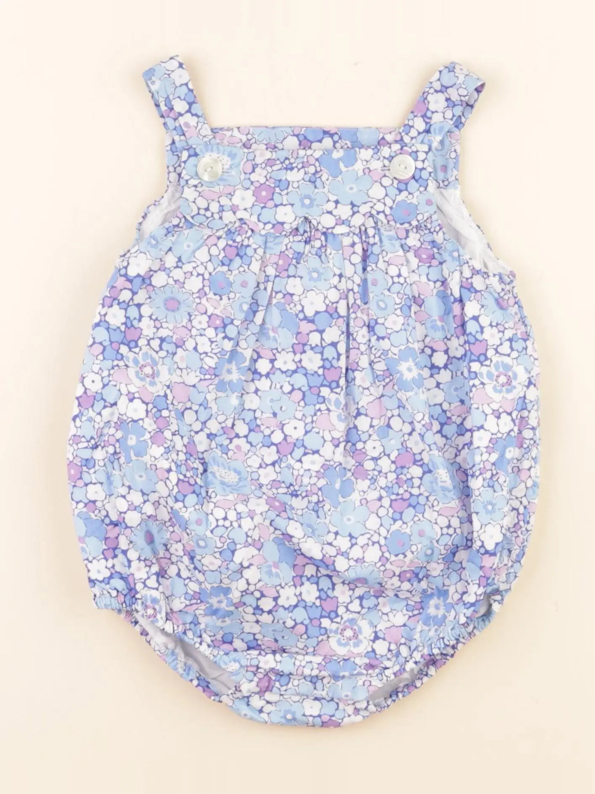 Jacadi - salopette liberty bleu, rose - 18 mois