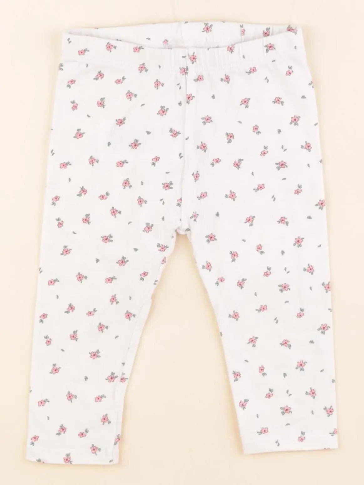 Vertbaudet - legging blanc, rose - 9 mois