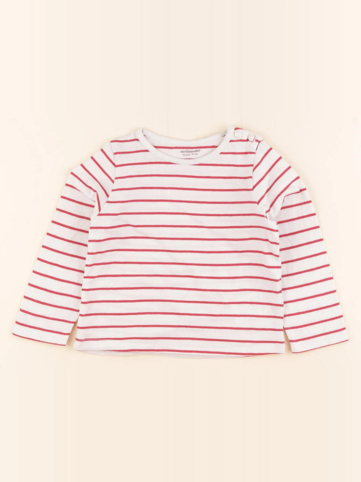 Vertbaudet - tee-shirt blanc, rouge - 18 mois