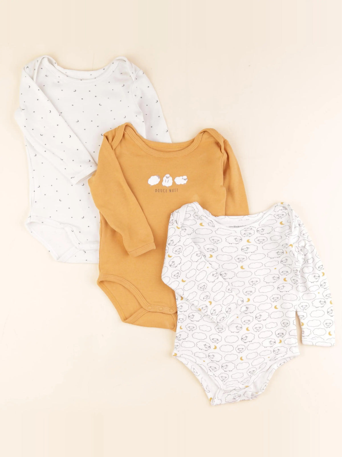 Vertbaudet - lot de 3 bodies en coton blanc - 12 mois