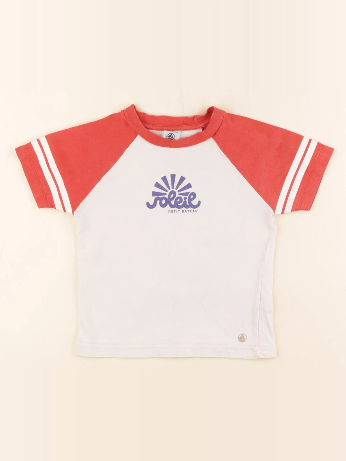 Petit Bateau - tee-shirt rouge, blanc - 4 ans