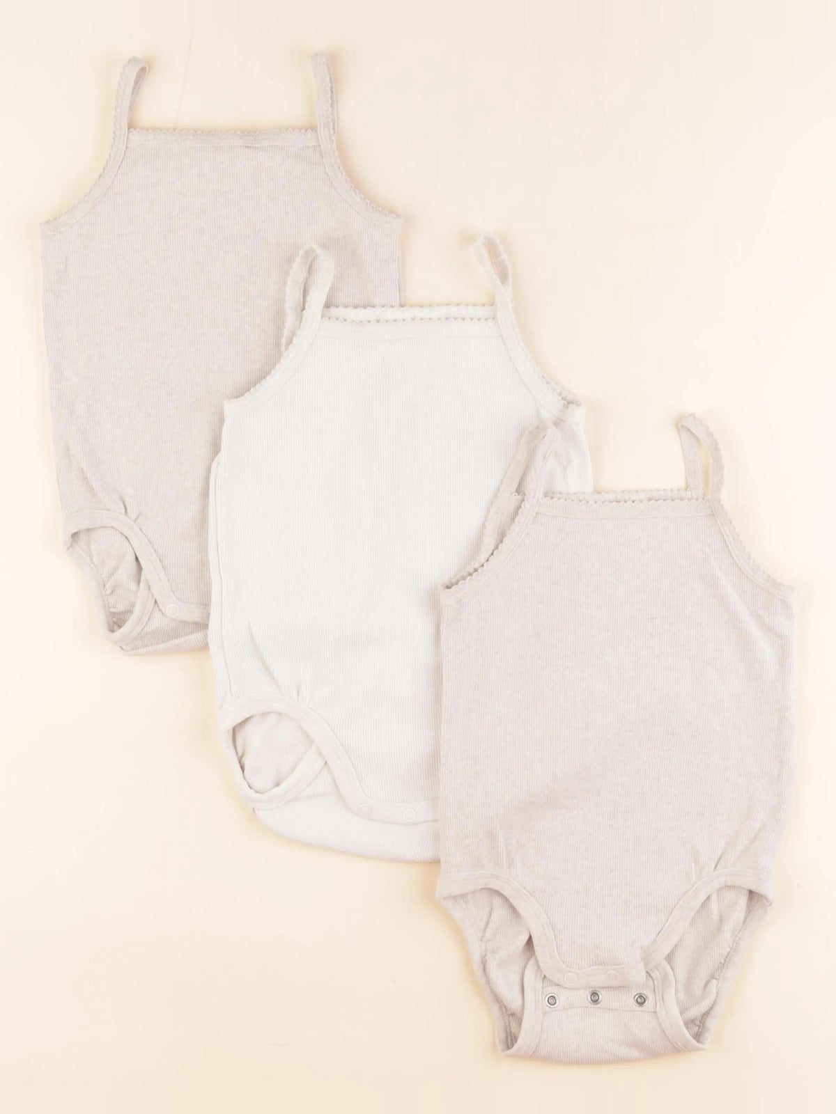 H&M - lot de 3 bodies en coton beige, marron - 12/18 mois