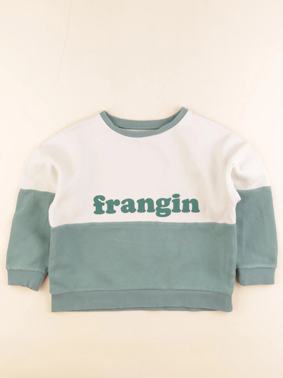 Frangin Frangine - sweat blanc, vert - 8 ans