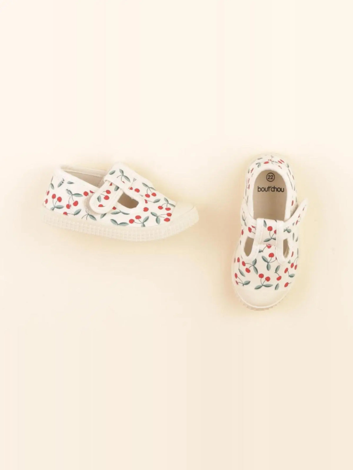 Boutchou - tennis à scratch/ lacets beige - pointure 22