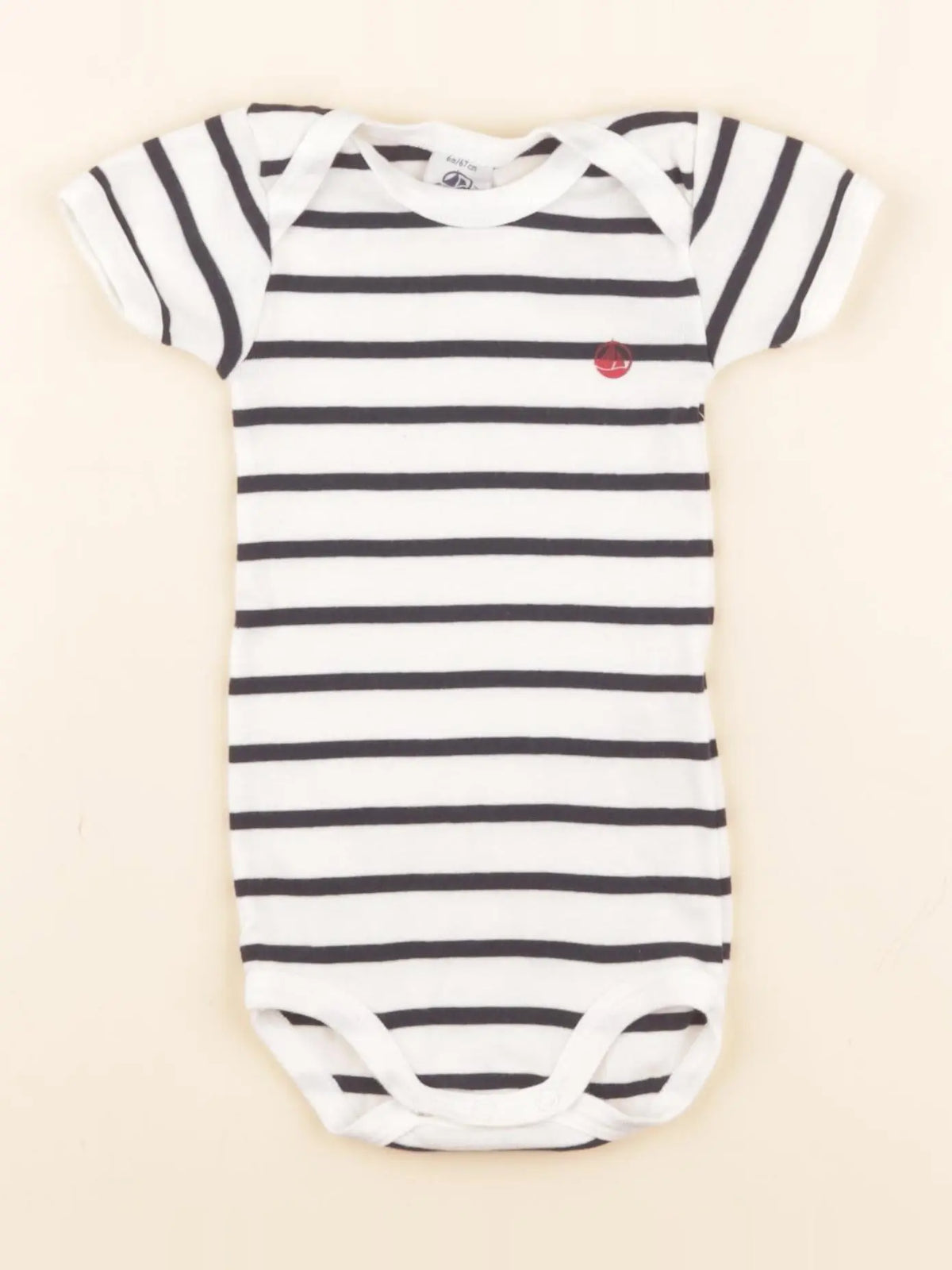 Petit Bateau - body bleu, blanc - 6 mois