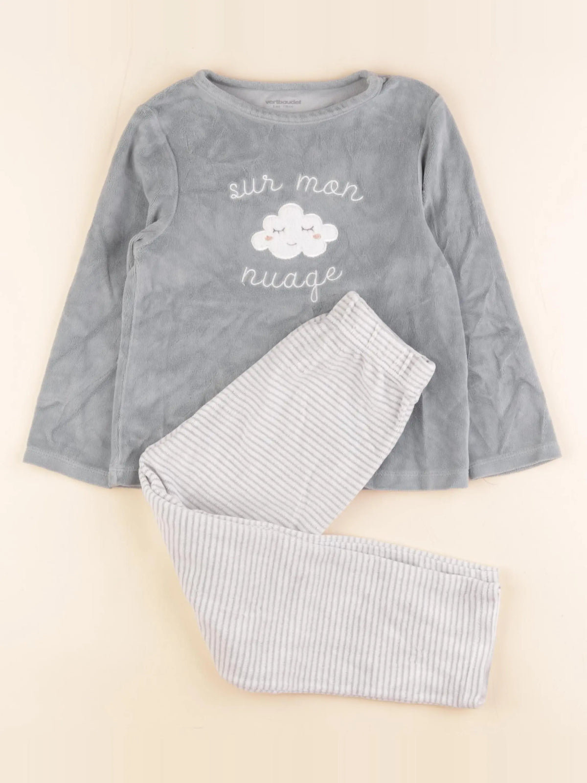 Vertbaudet - pyjama velours vert - 6 ans
