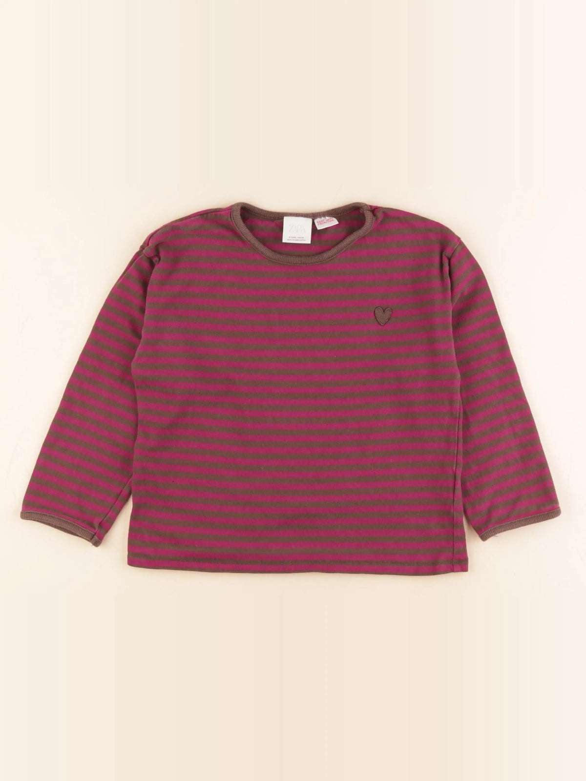 Zara - tee-shirt marron, violet - 6 ans