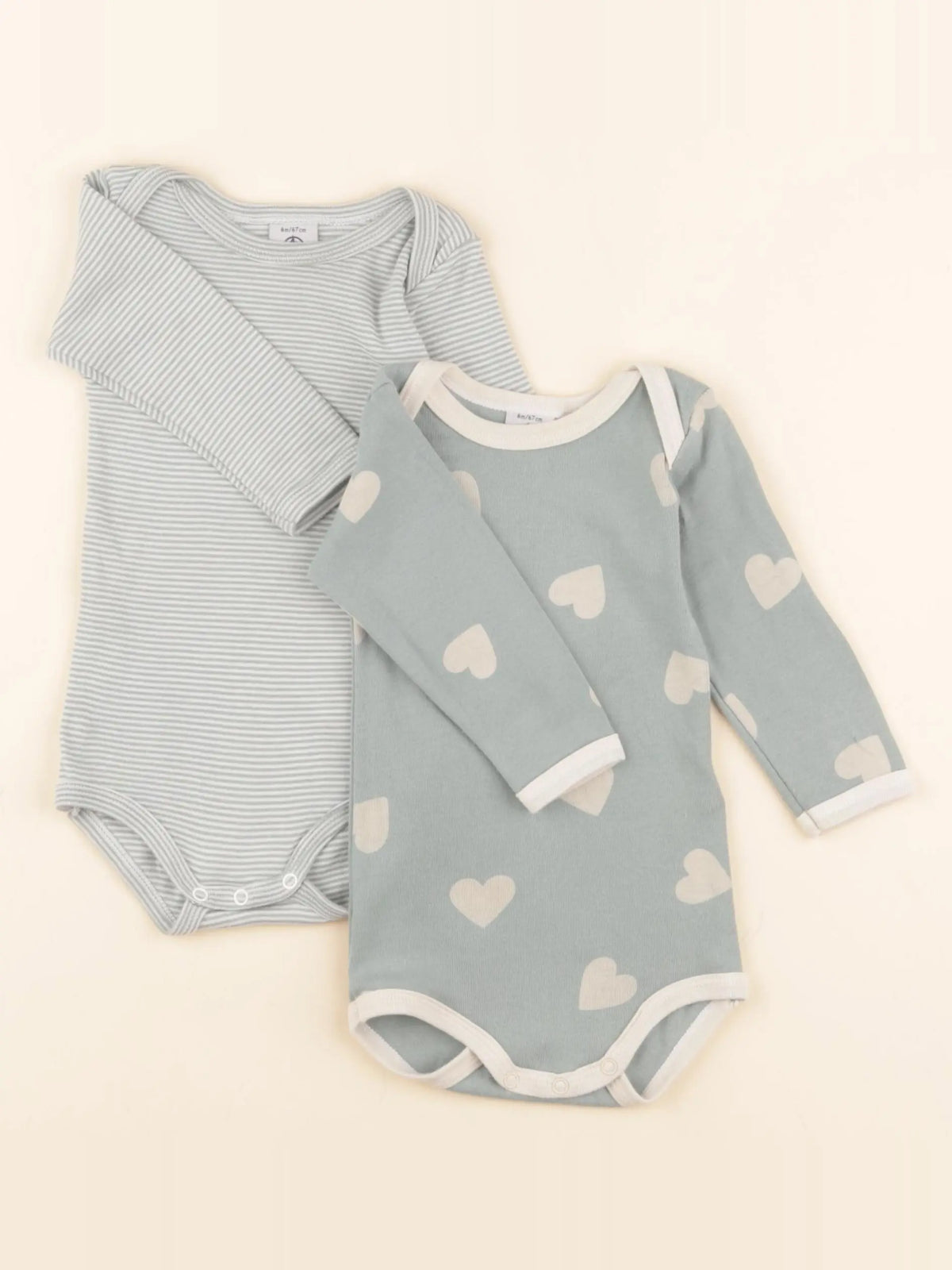 Petit Bateau - lot de 2 bodies en coton vert - 6 mois