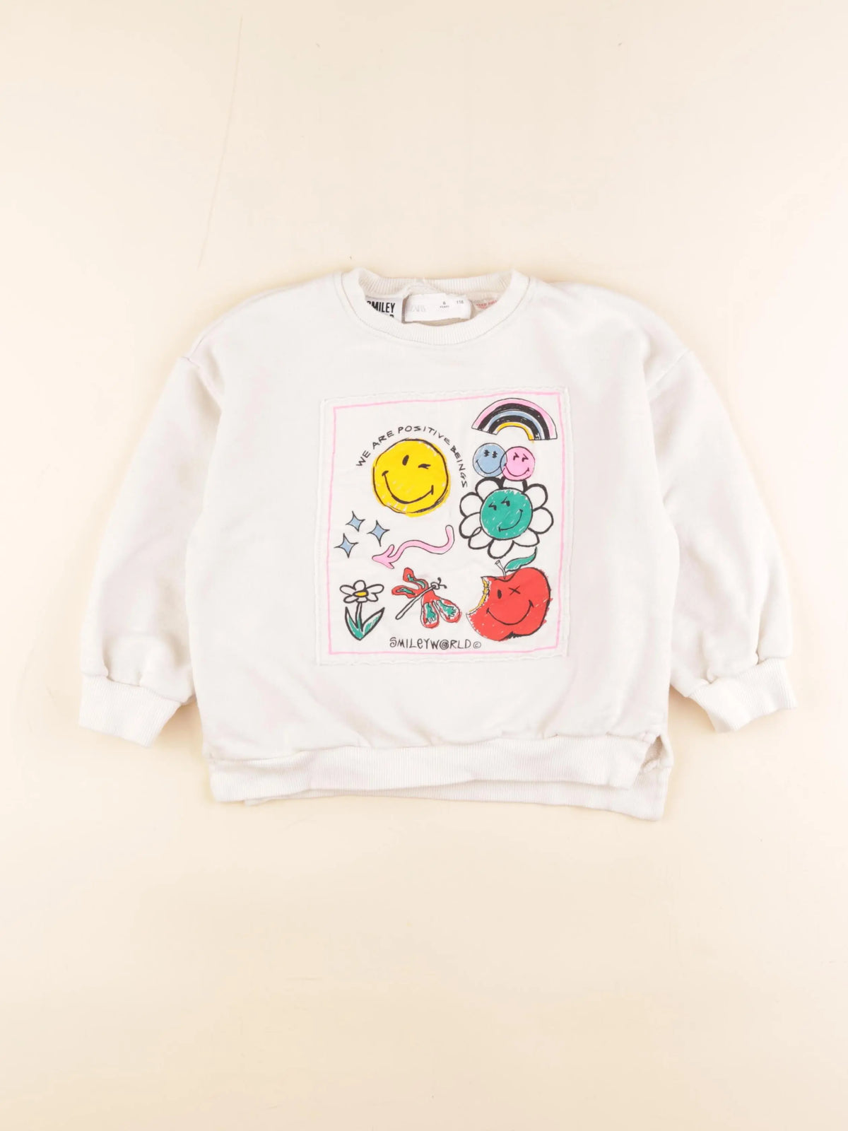 Zara - sweat imprimé au dos beige - 6 ans