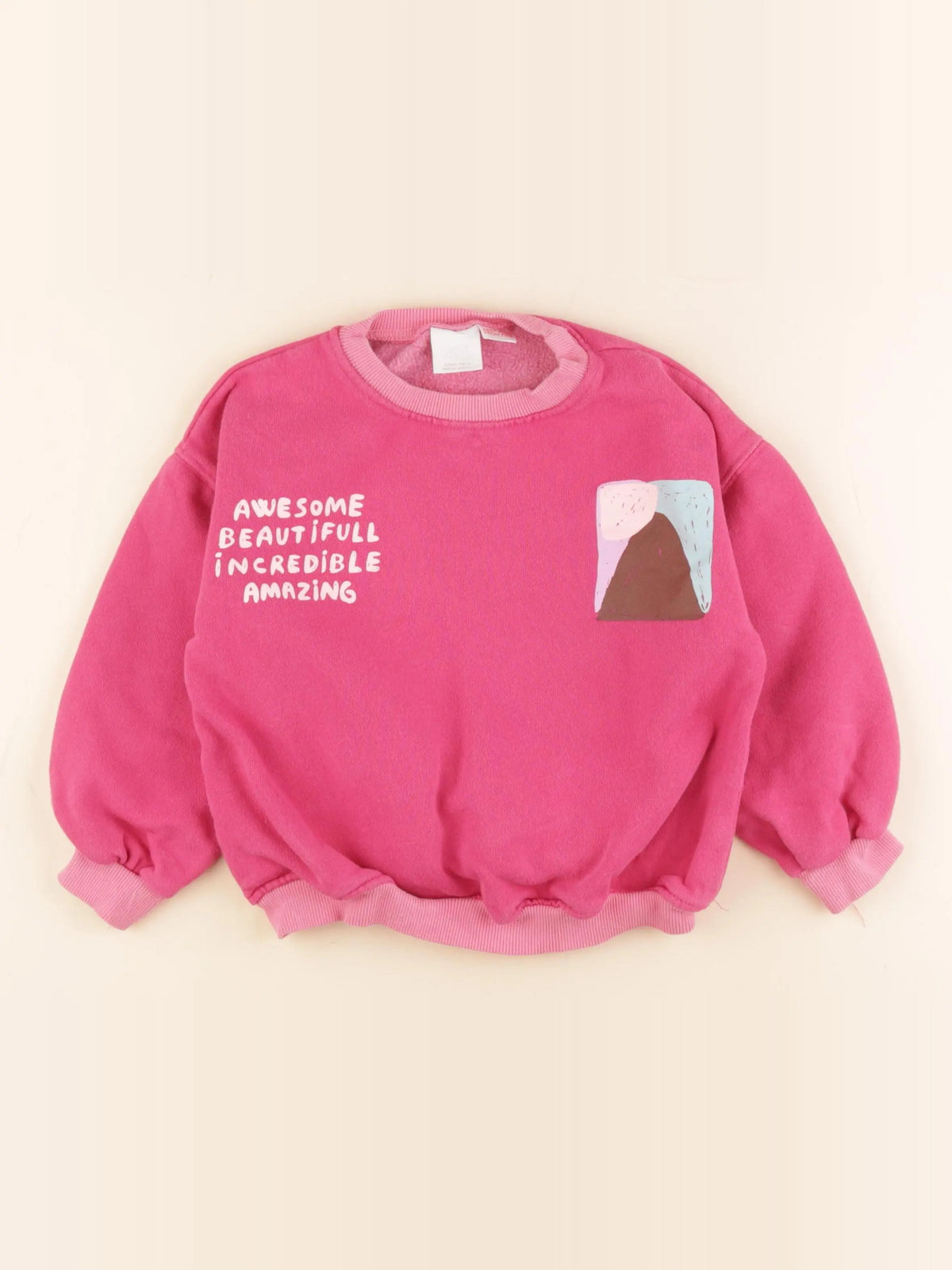 Zara - sweat imprimé au dos rose - 6 ans