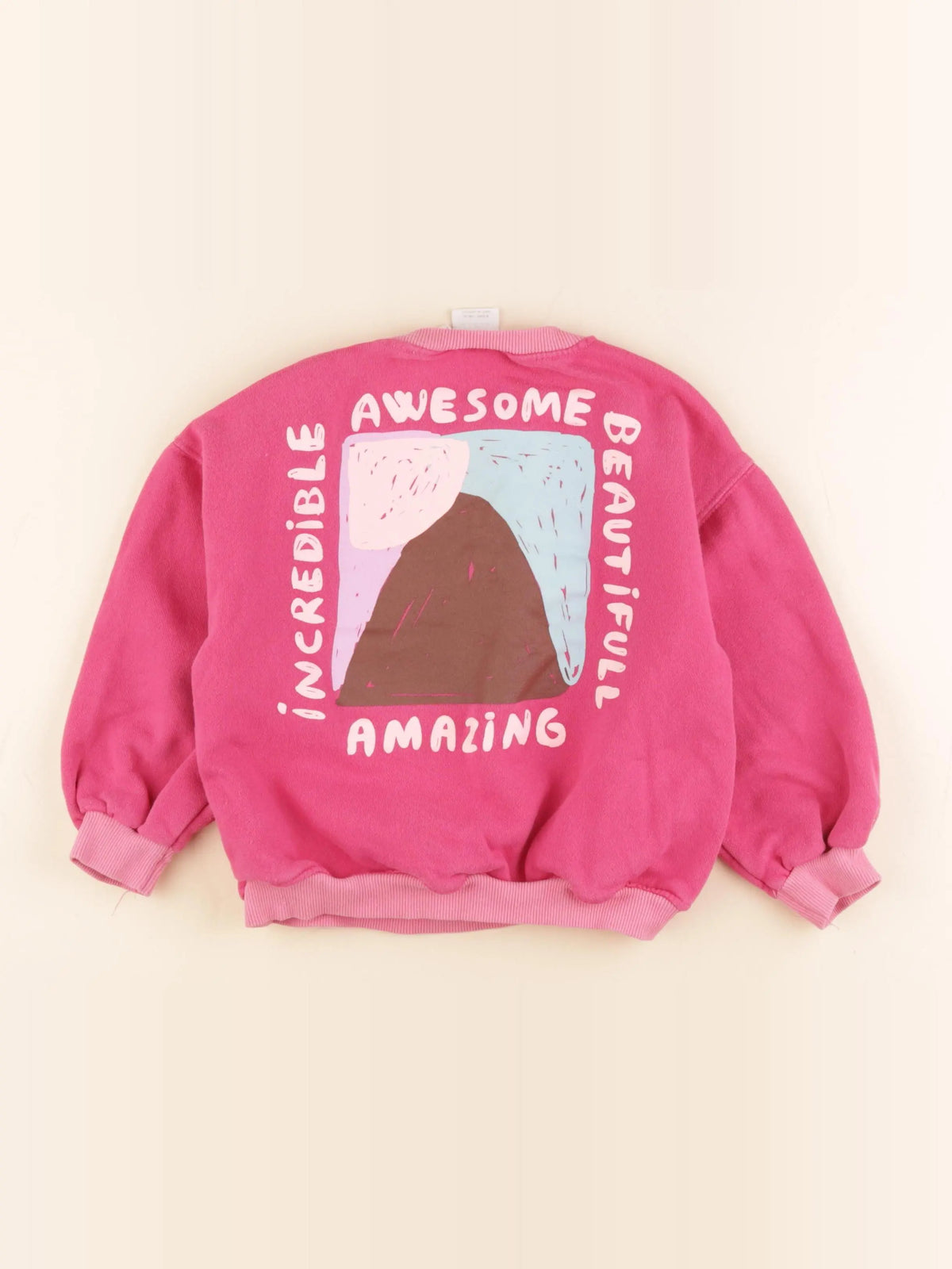 Zara - sweat imprimé au dos rose - 6 ans