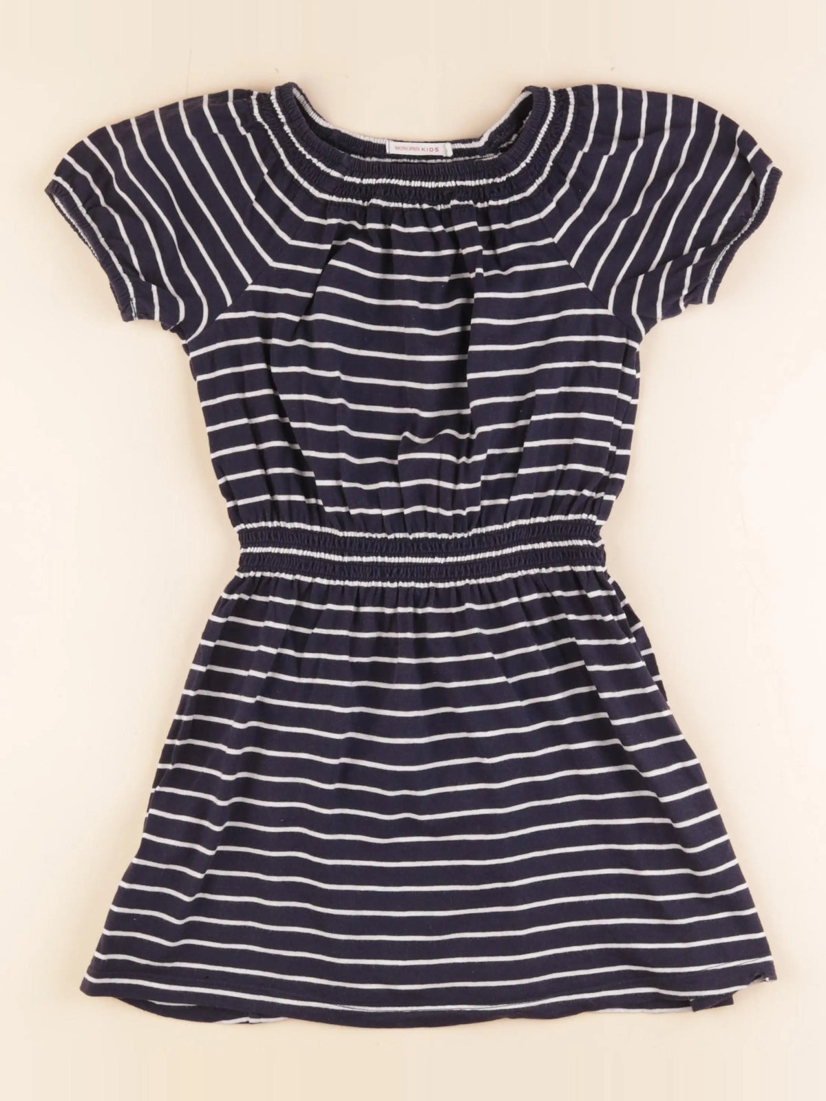 Monoprix - robe bleu, blanc - 8 ans