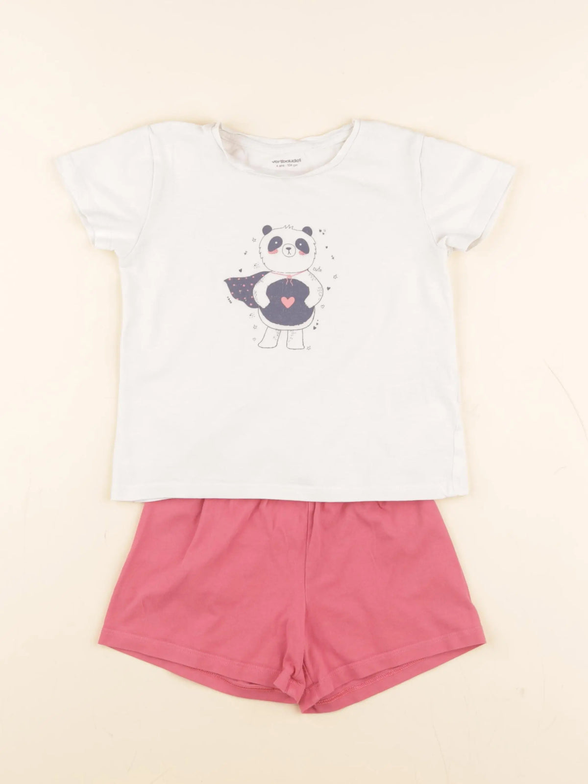 Vertbaudet - pyjama coton rose - 4 ans