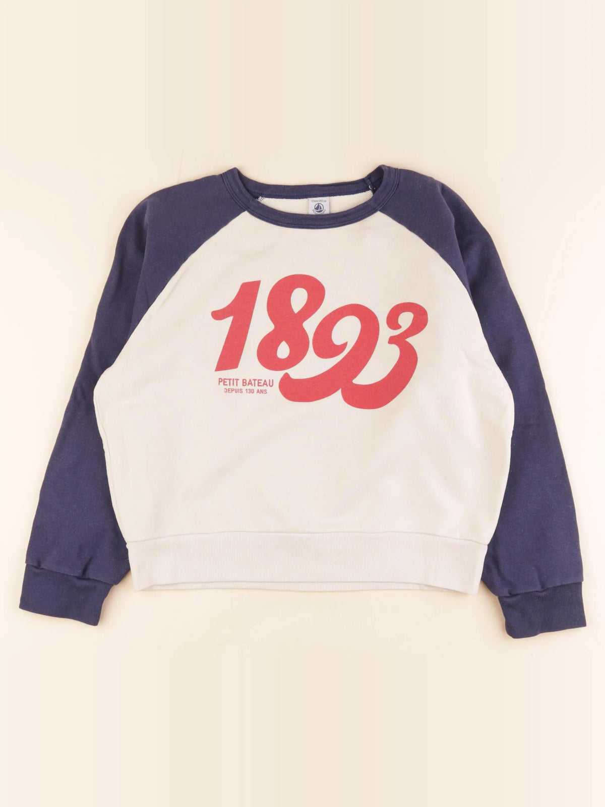 Petit Bateau - sweat beige, bleu - 12 ans