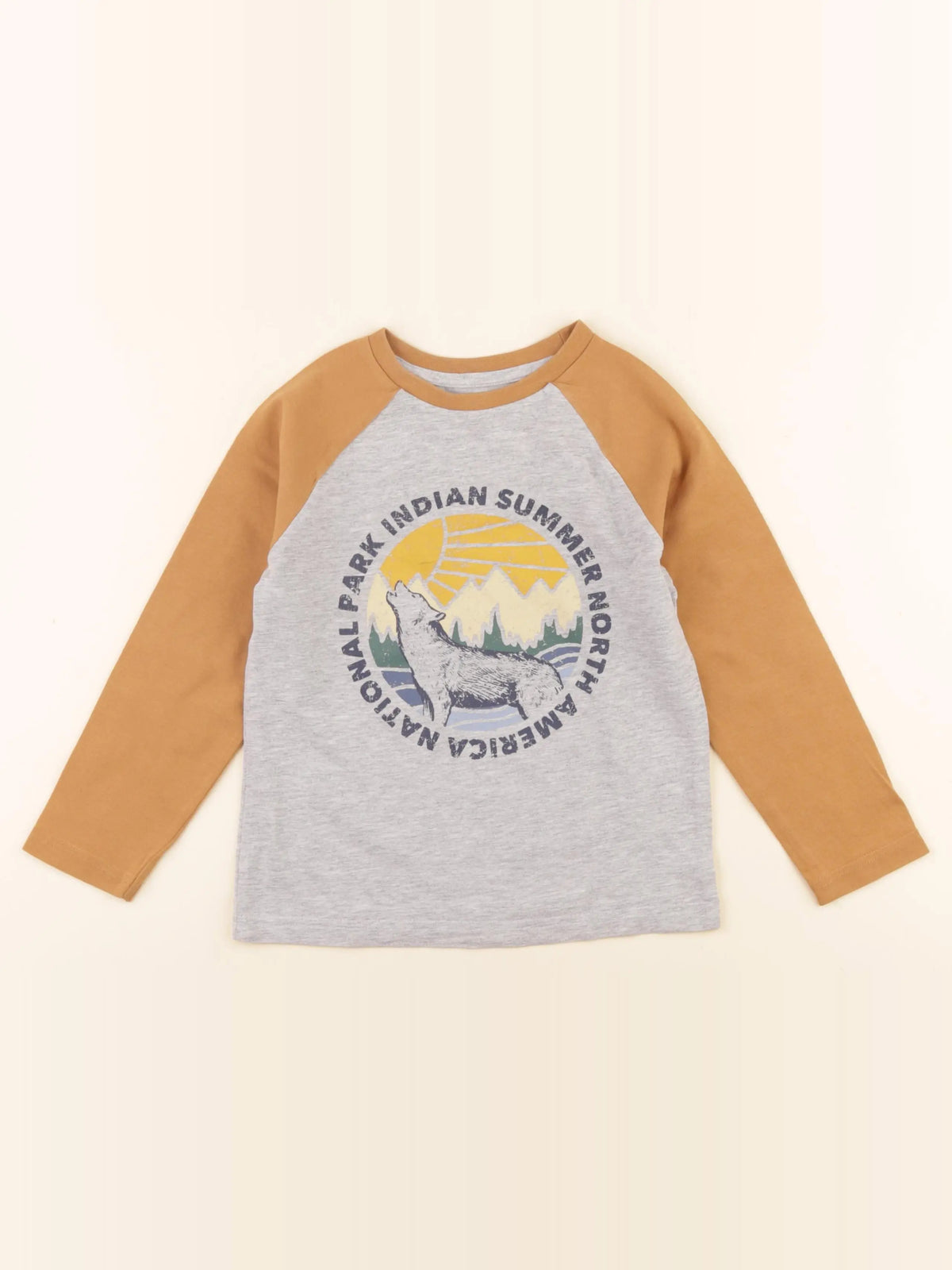 Vertbaudet - tee-shirt marron, gris - 5 ans