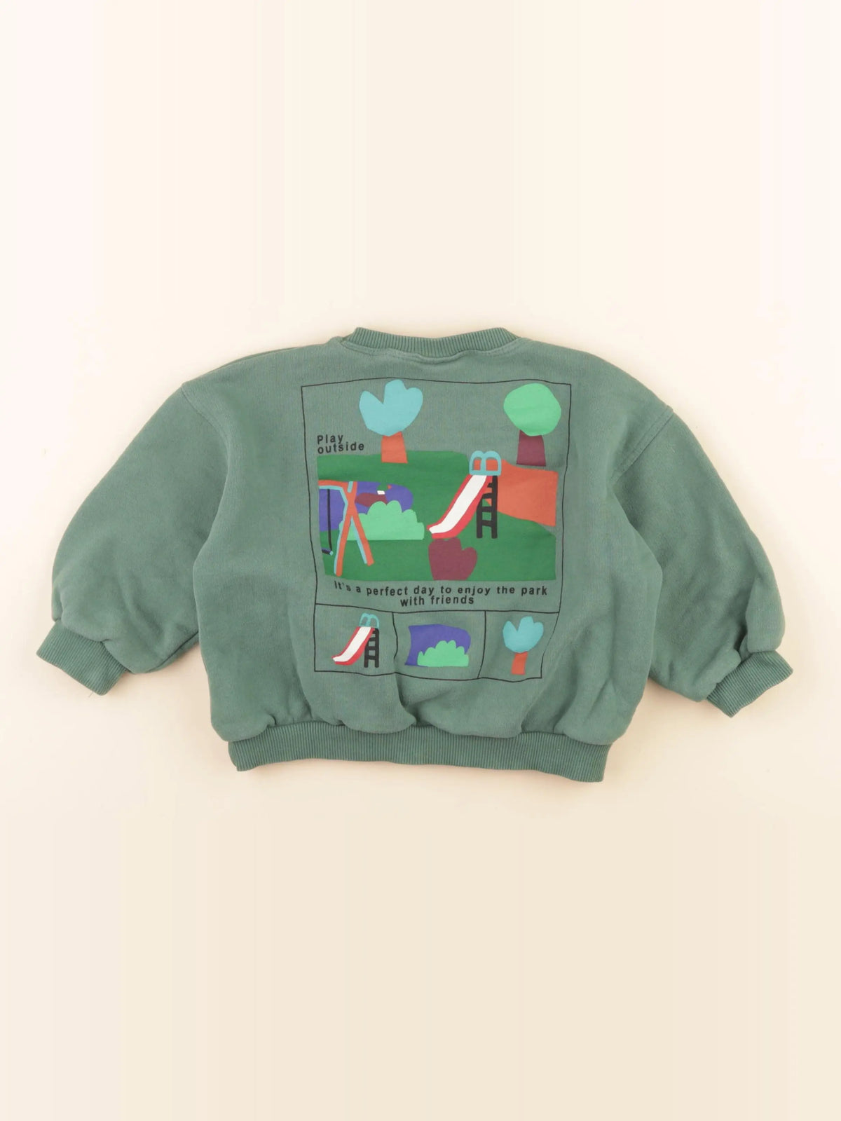Zara - sweat imprimé au dos vert - 2 ans