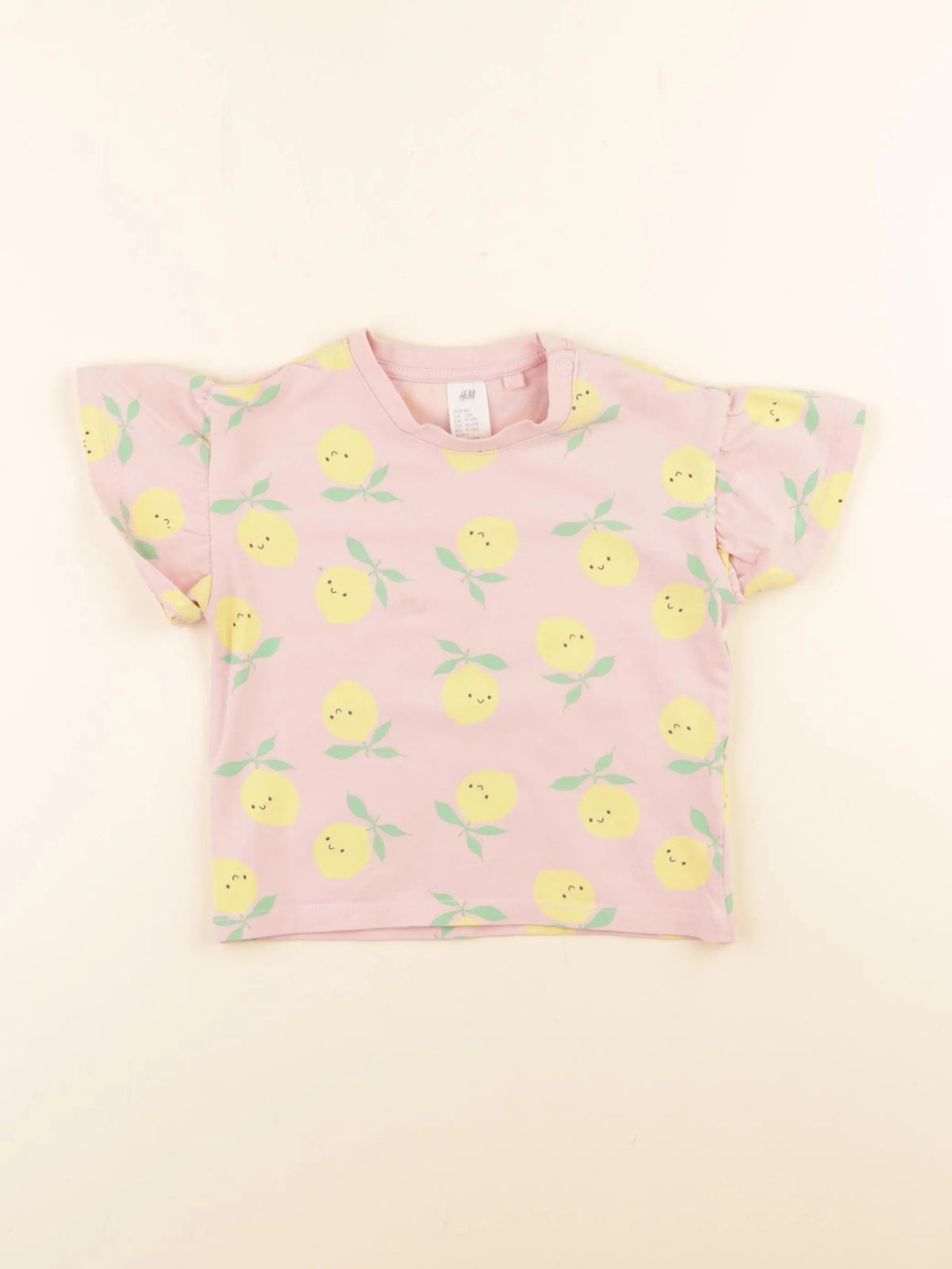 H&M - tee-shirt rose, jaune - 9/12 mois