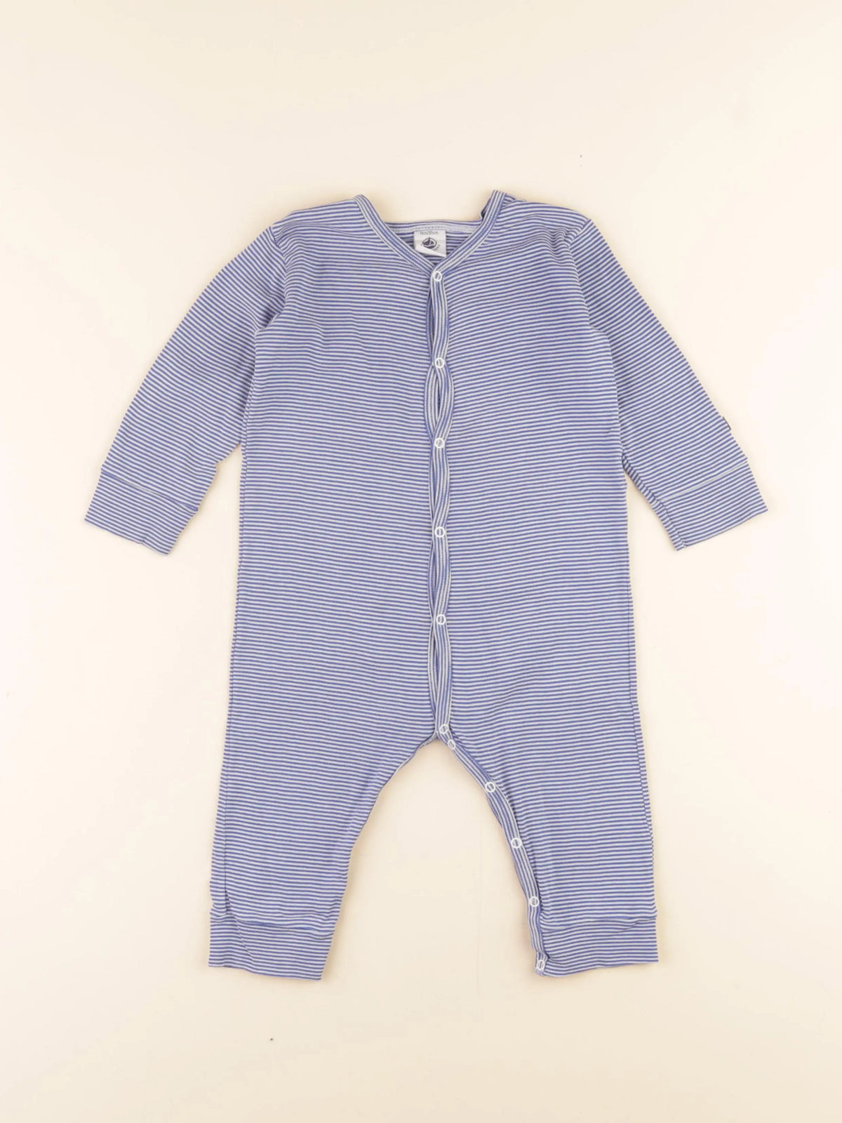 Petit Bateau - pyjama coton bleu, blanc - 18 mois