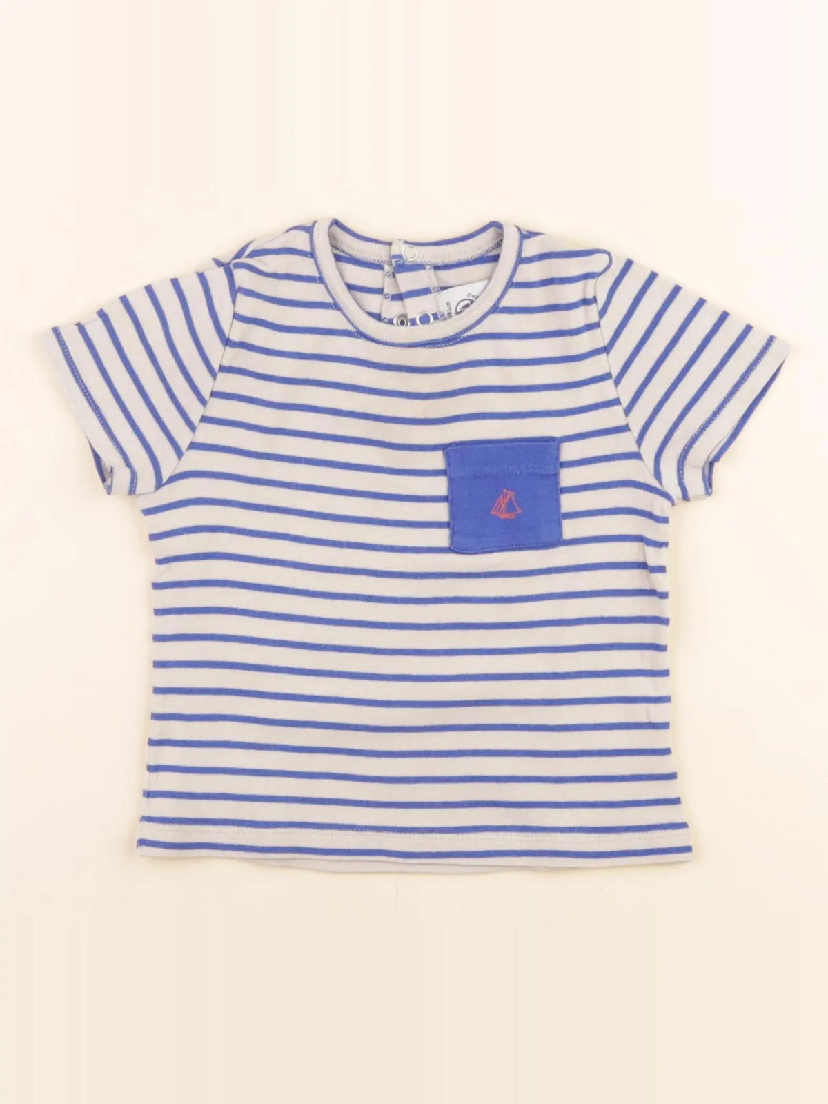 Petit Bateau - tee-shirt blanc, bleu - 18 mois