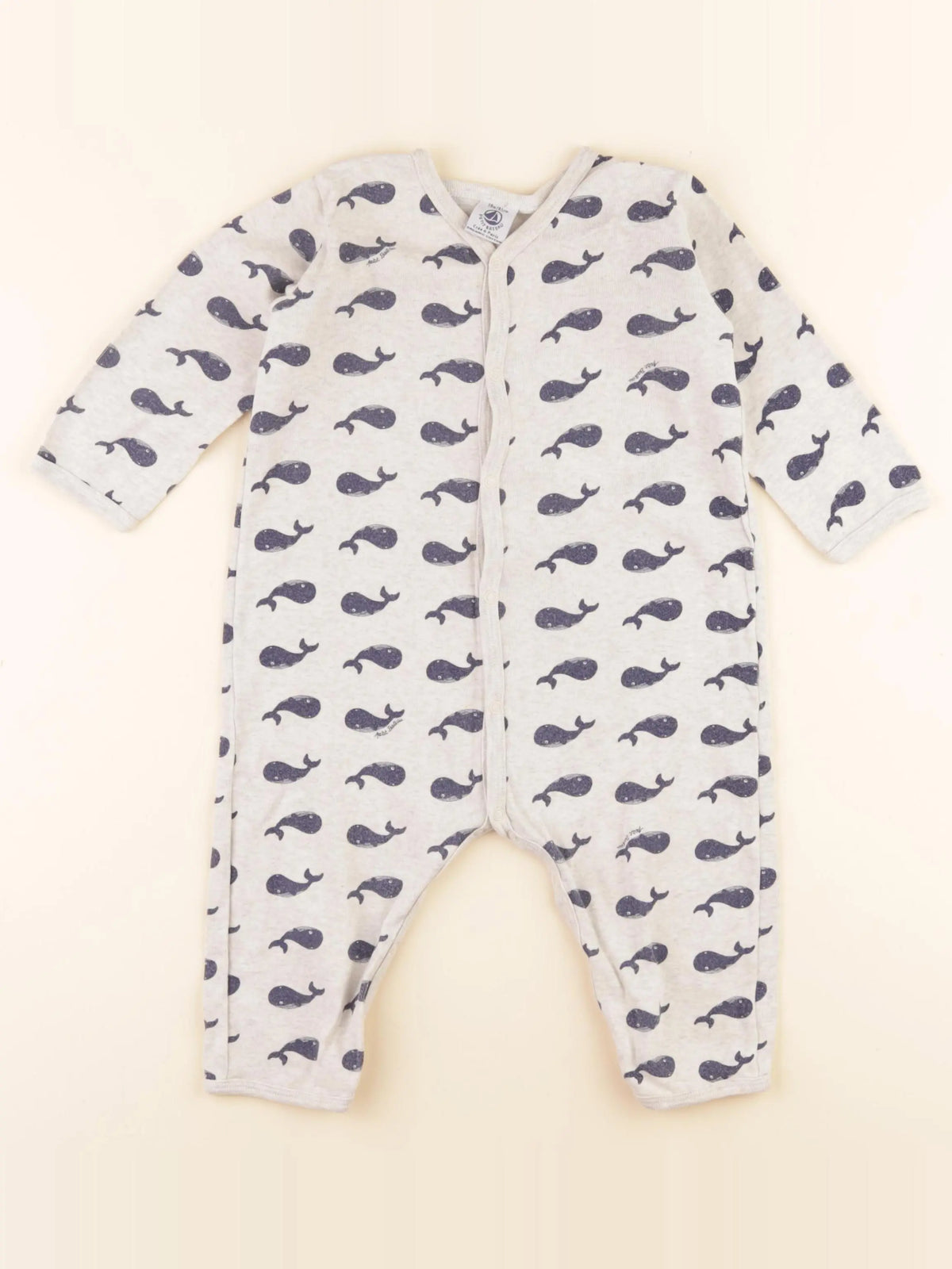 Petit Bateau - pyjama coton gris, bleu - 18 mois