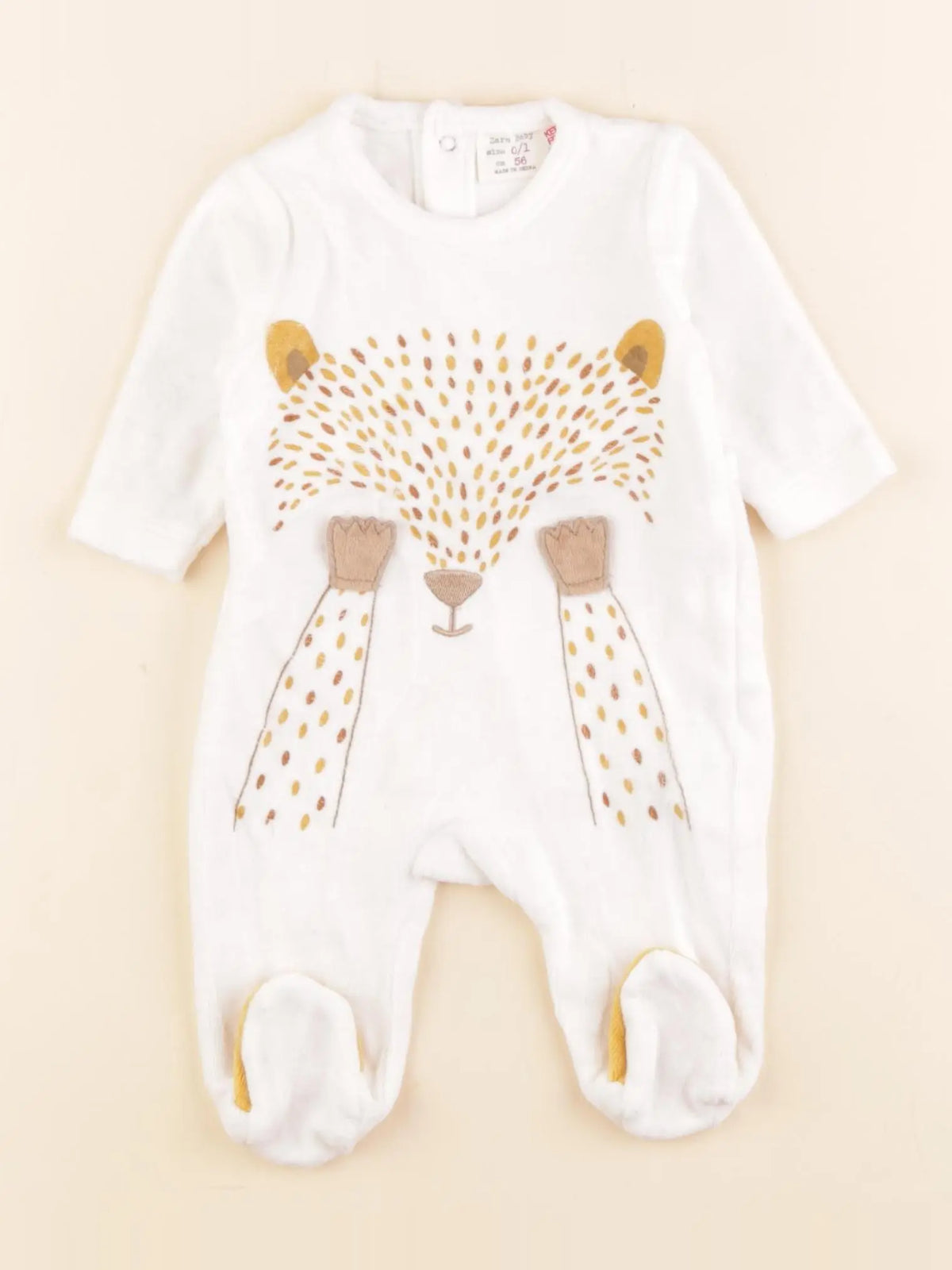 Zara - pyjama velours blanc - 0/1 mois