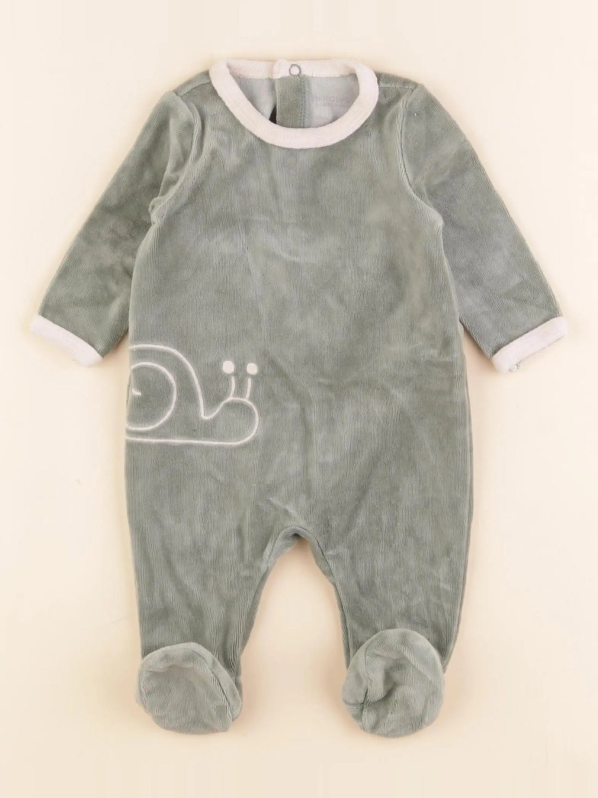 Natalys - pyjama velours vert - 1 mois