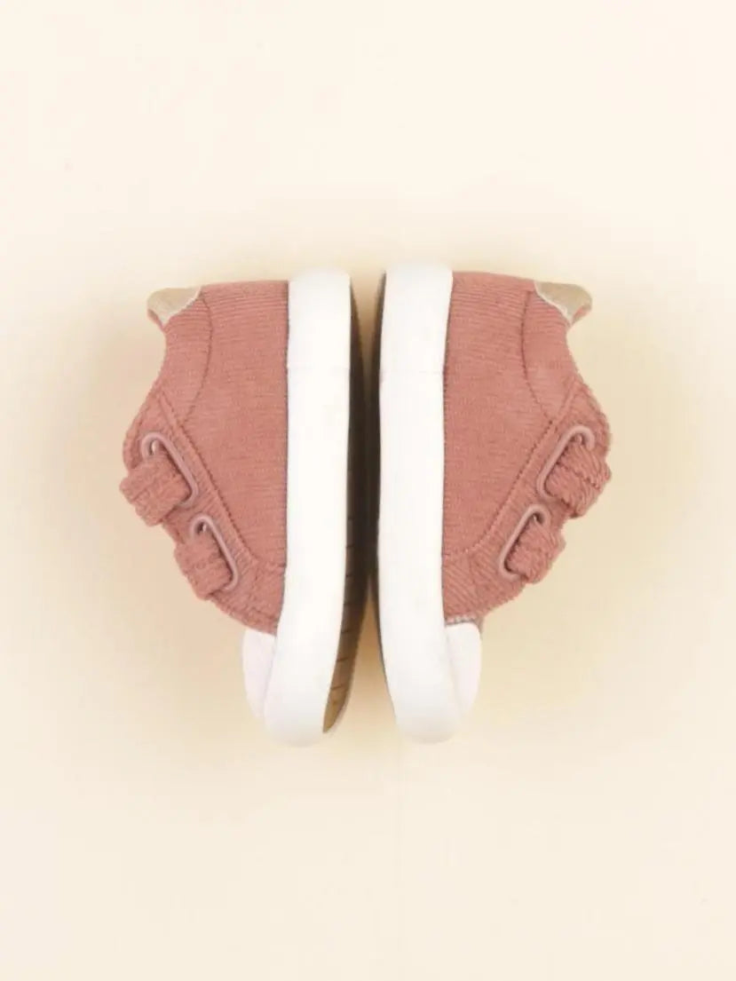Vertbaudet - tennis à scratch/ lacets rose - pointure 19