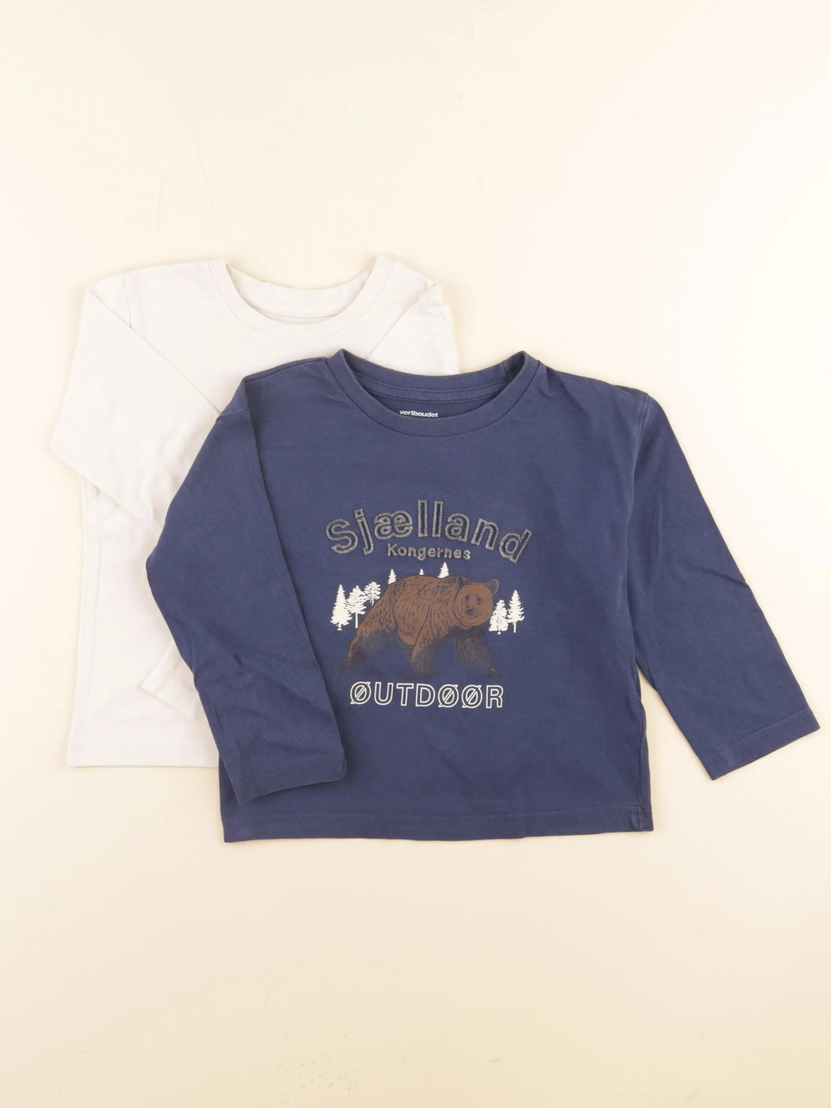Vertbaudet - lot de 2 tee-shirts bleu, beige - 4 ans