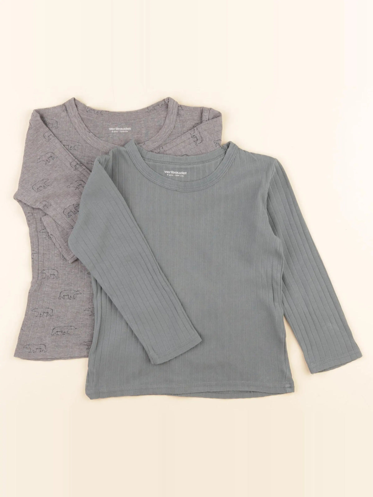 Vertbaudet - lot de 2 maillots de corps gris, vert - 4 ans