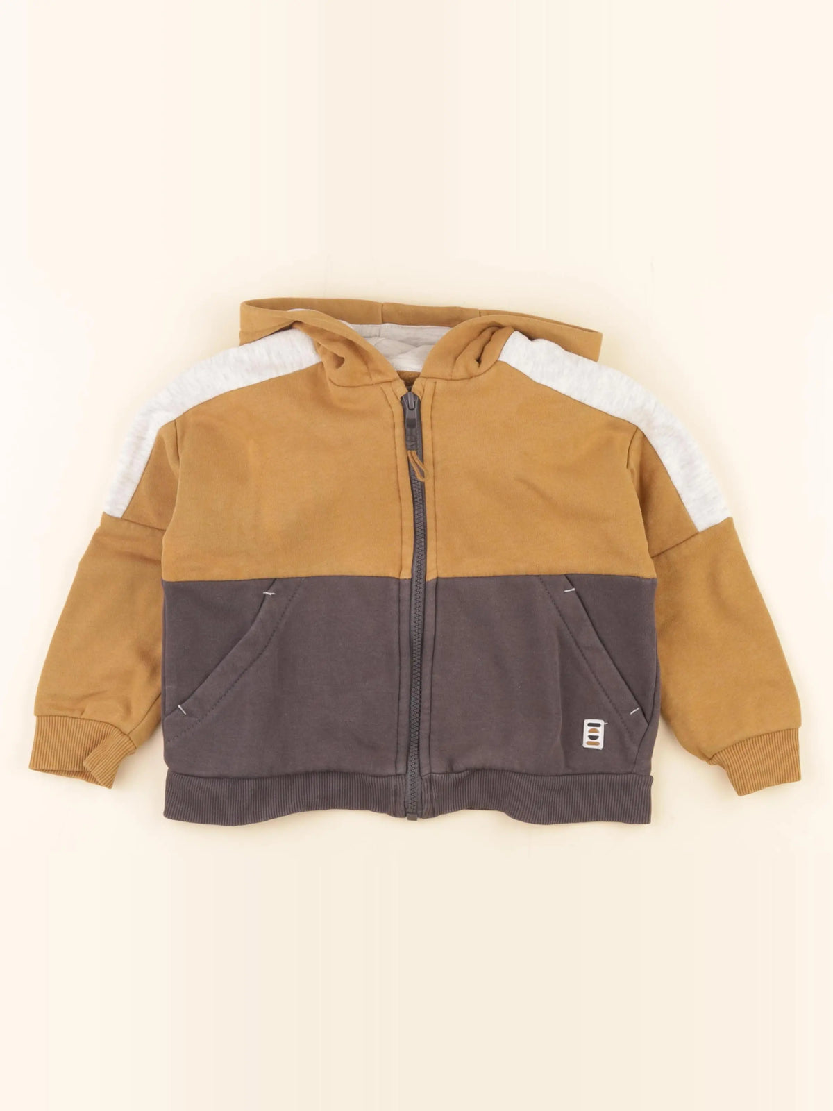 Vertbaudet - sweat marron, gris - 4 ans