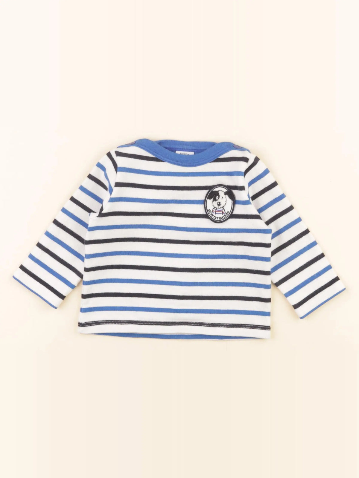 Petit Bateau - tee-shirt bleu, blanc - 6 mois