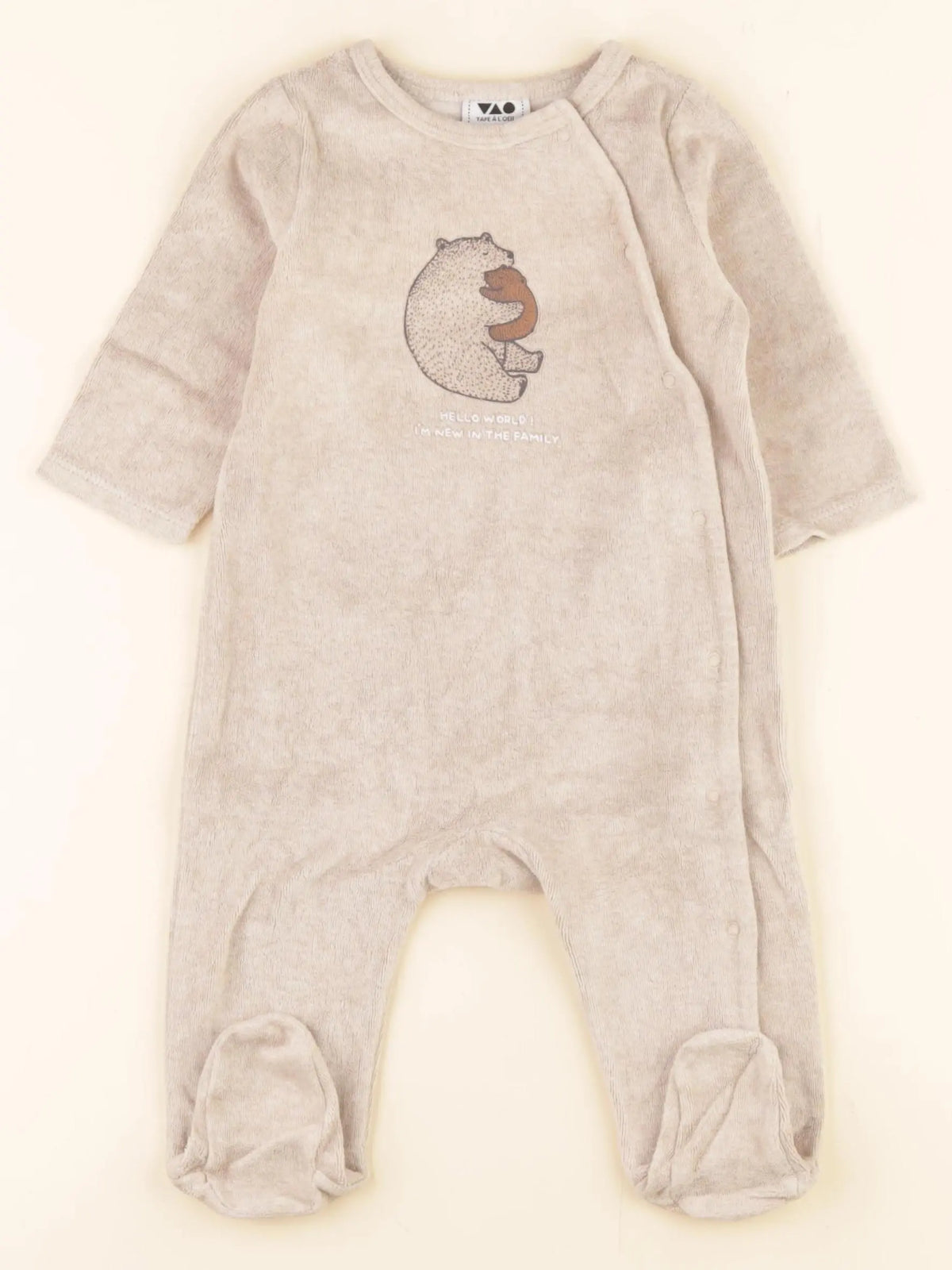 Tape à l'oeil - pyjama velours marron - 6 mois