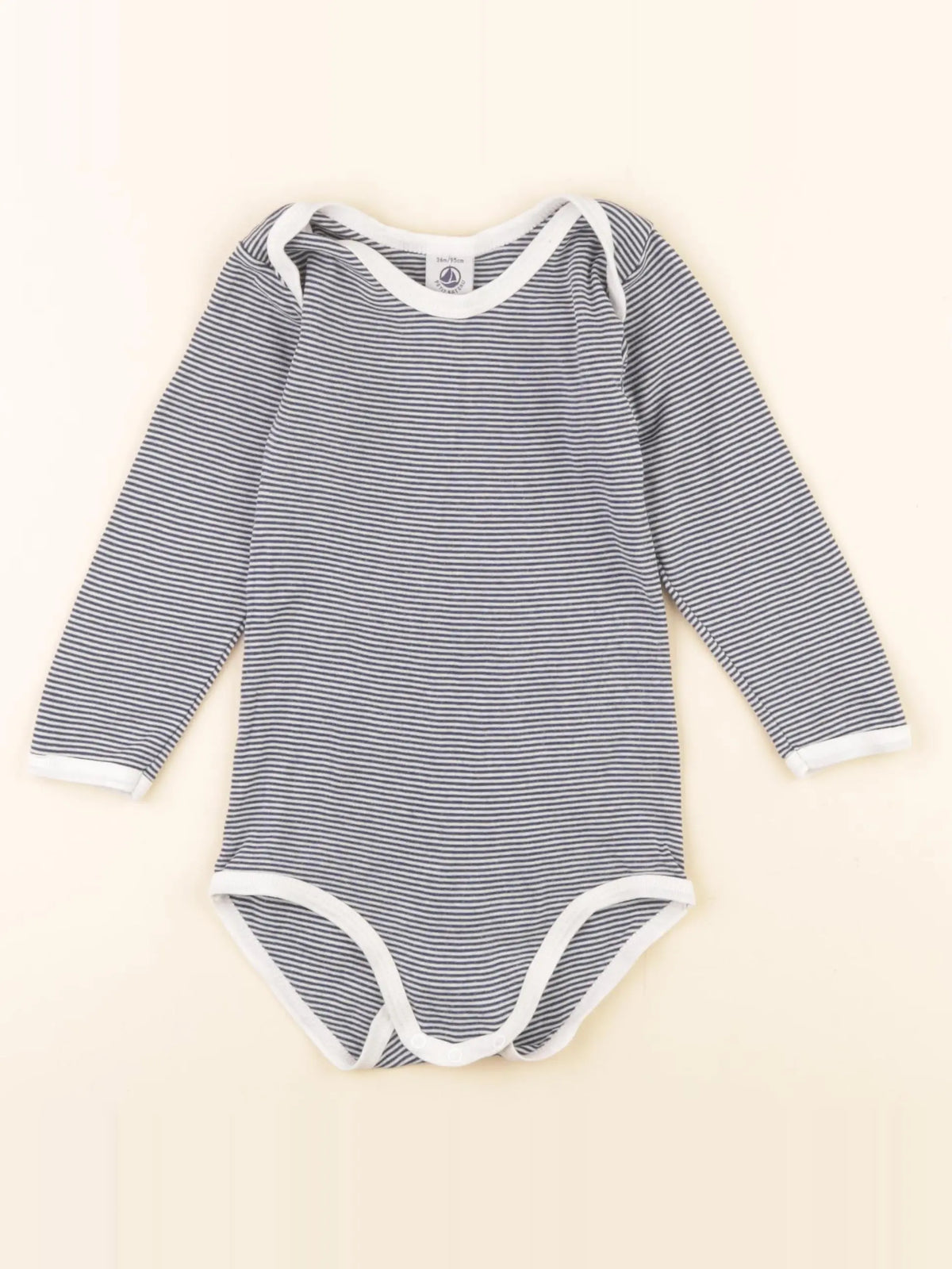 Petit Bateau - body blanc, bleu - 36 mois