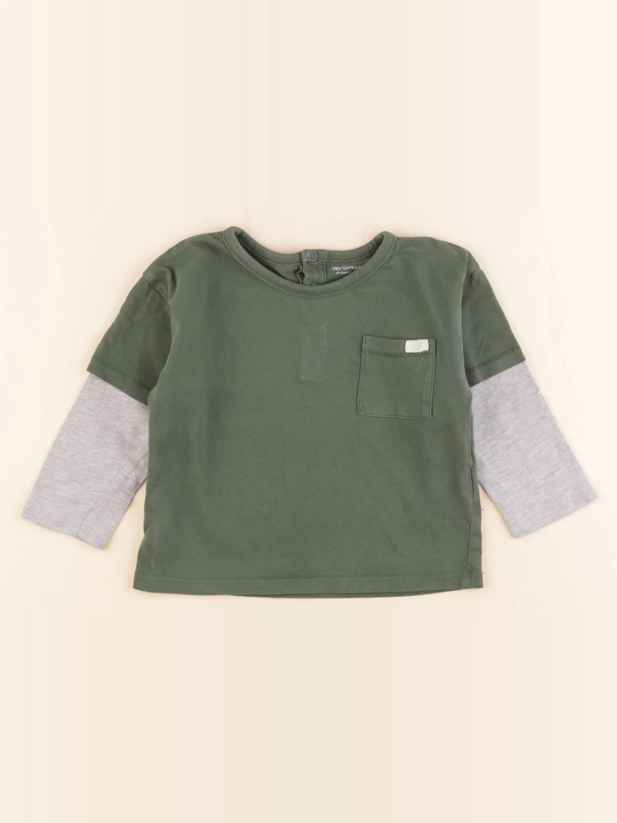 Vertbaudet - tee-shirt vert, gris - 24 mois