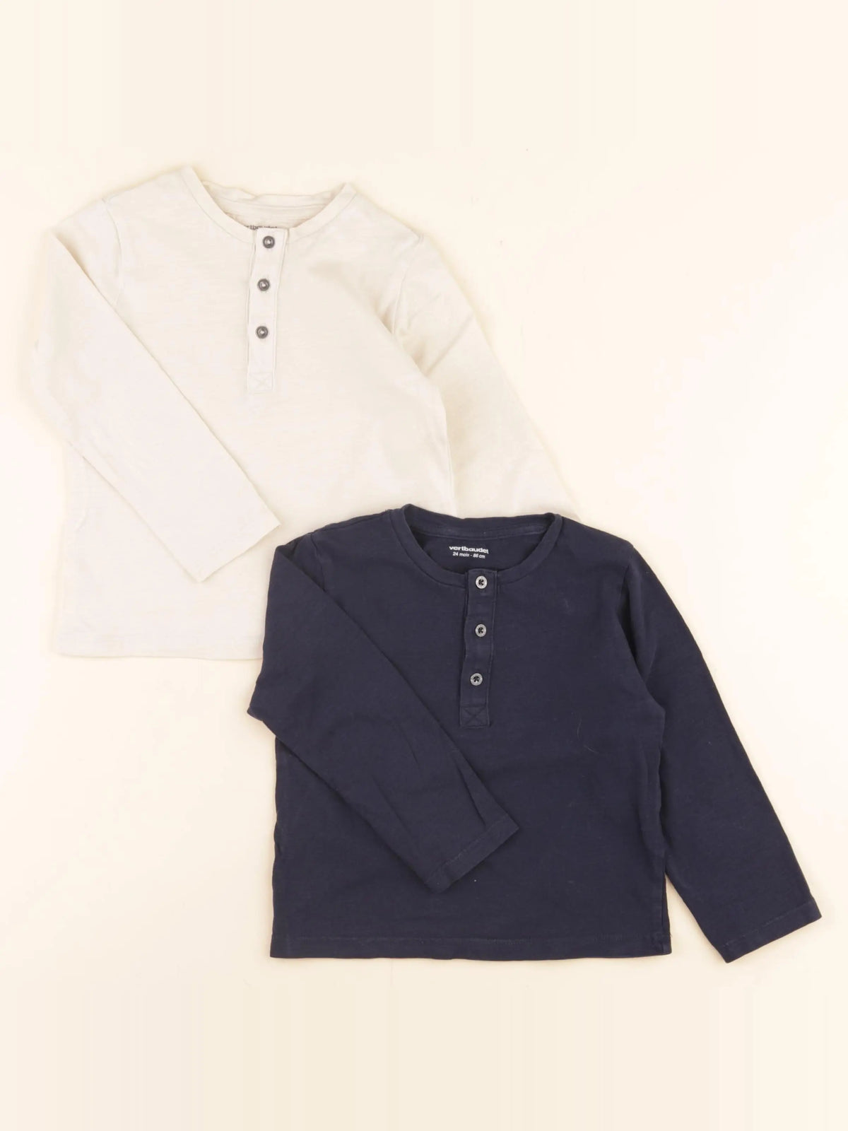 Vertbaudet - lot de 2 tee-shirts bleu, blanc - 24 mois