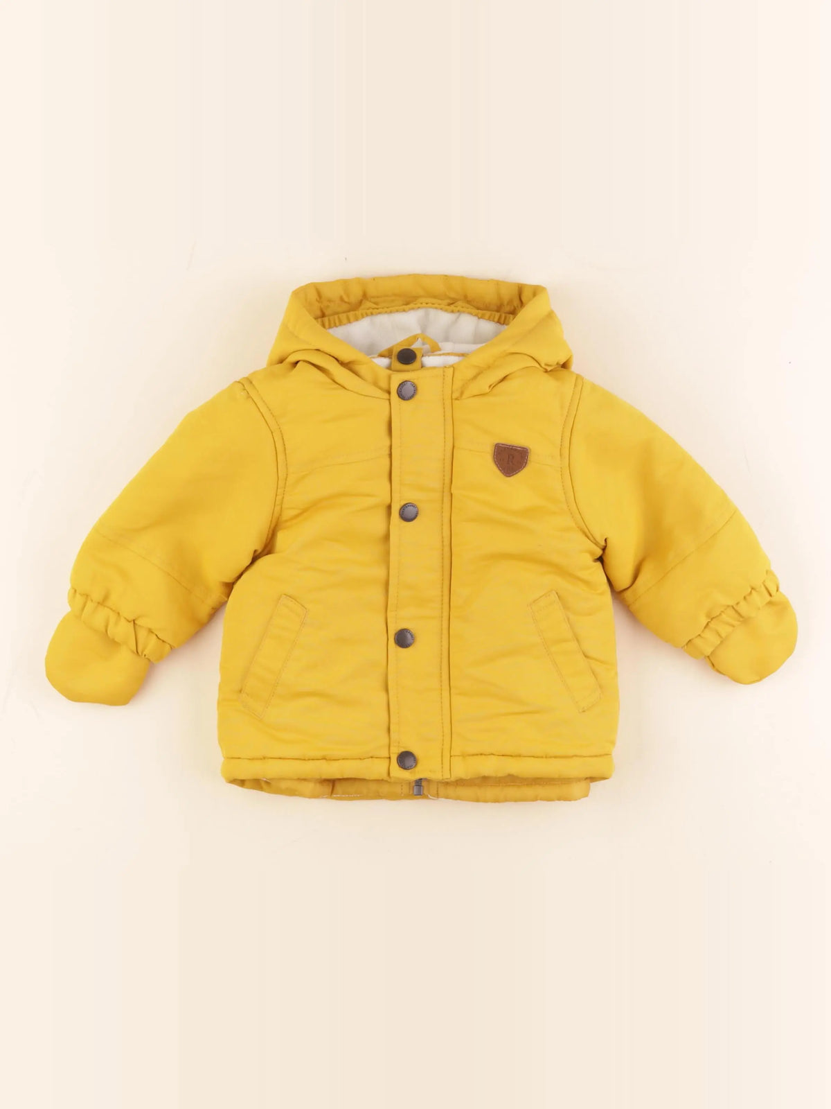Vertbaudet - manteau doublure amovible jaune - 6 mois