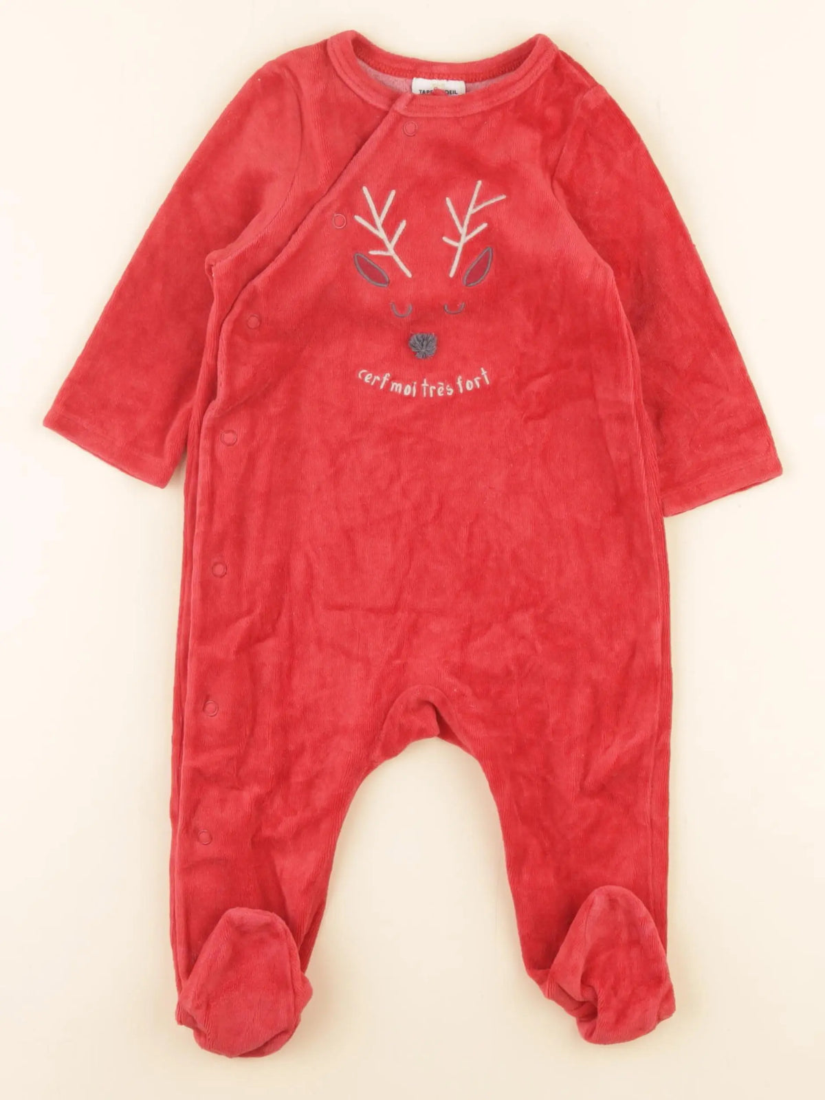 Tape à l'oeil - pyjama velours rouge - 9 mois