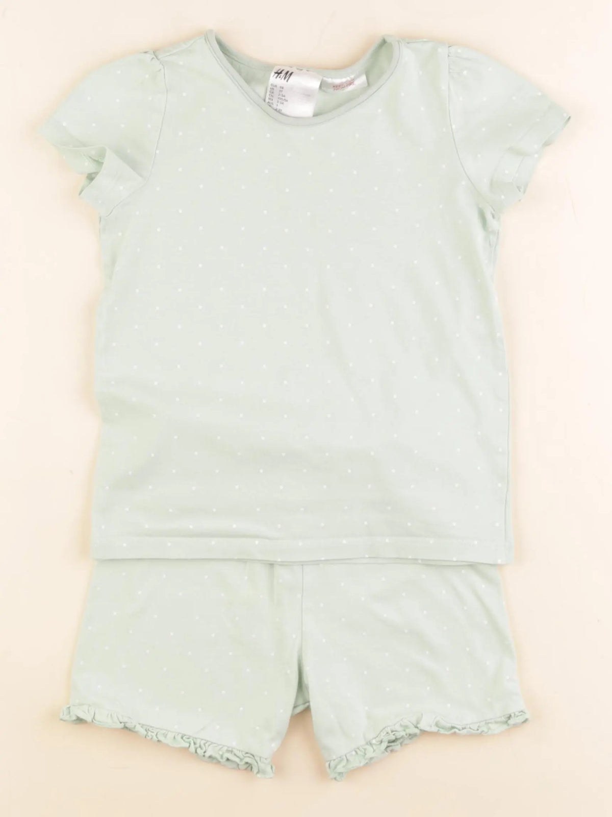 H&M - pyjama coton vert - 2/3 ans
